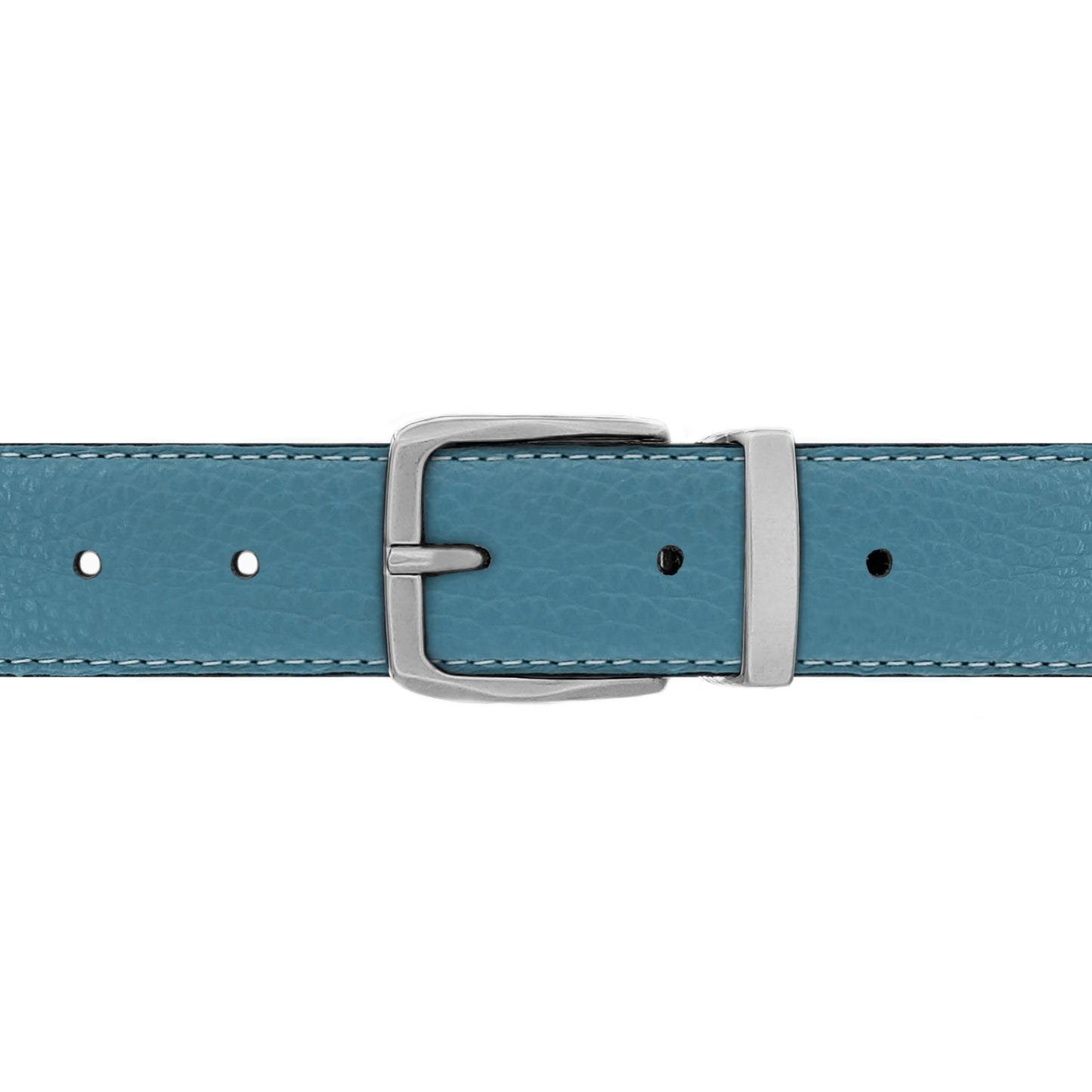 Ceinture 30 mm cuir souple bleu ciel boucle Côme mate