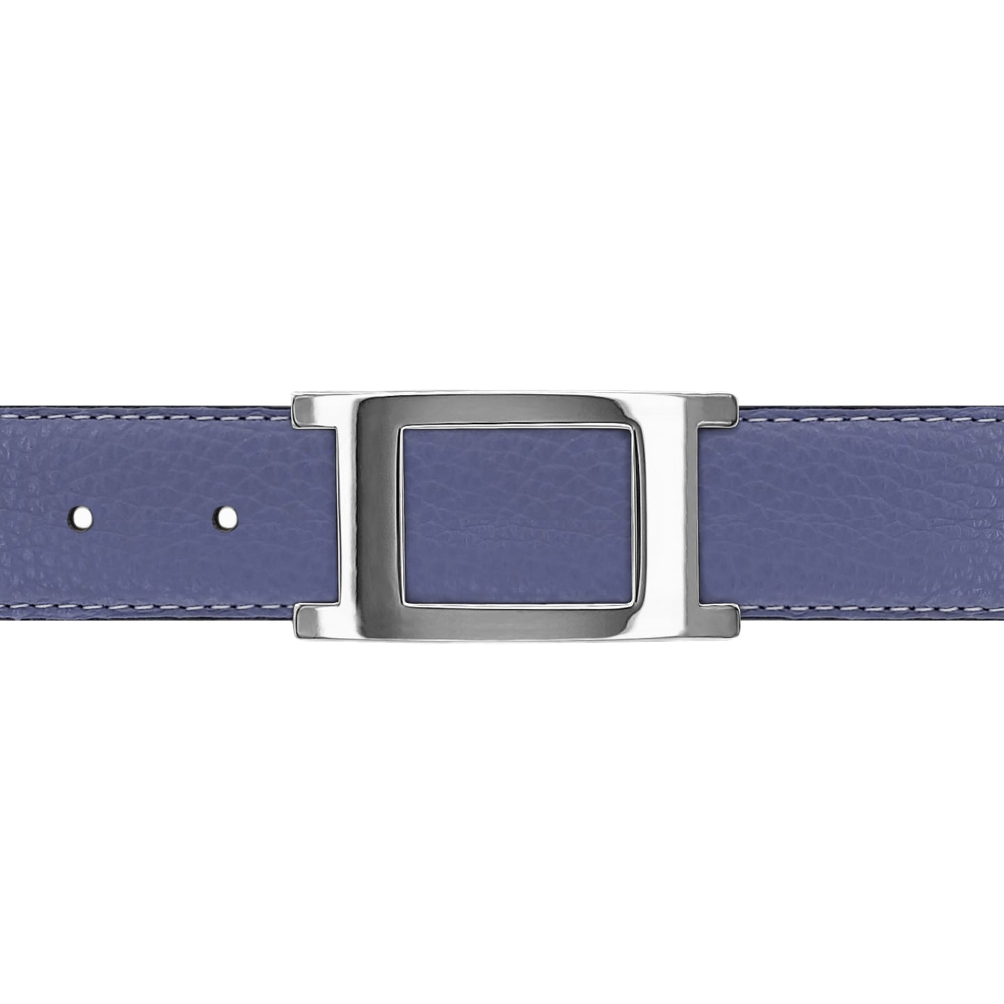 Ceinture 30 mm cuir souple bleu lavande boucle Portofino argent