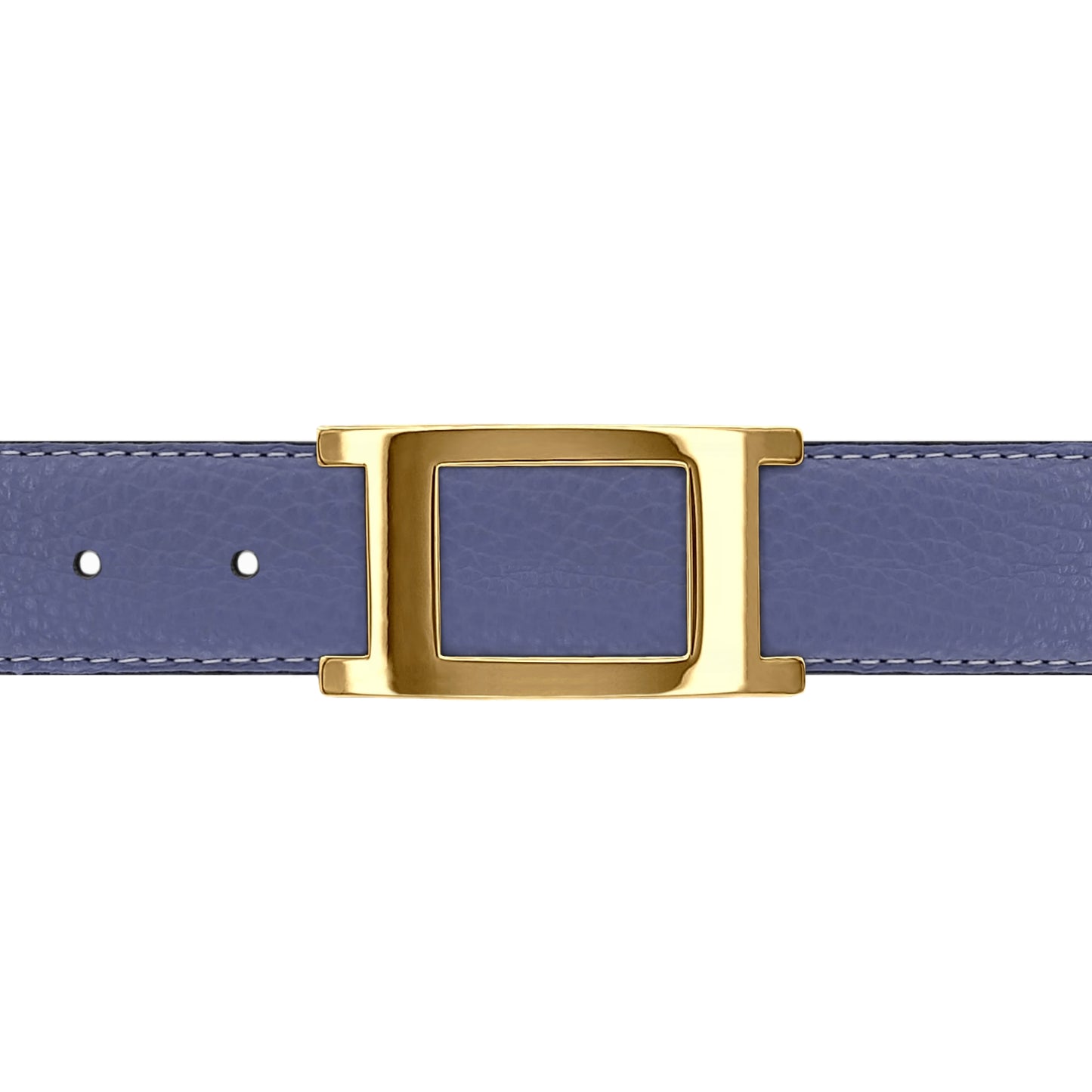 Ceinture 30 mm cuir souple bleu lavande boucle Portofino or