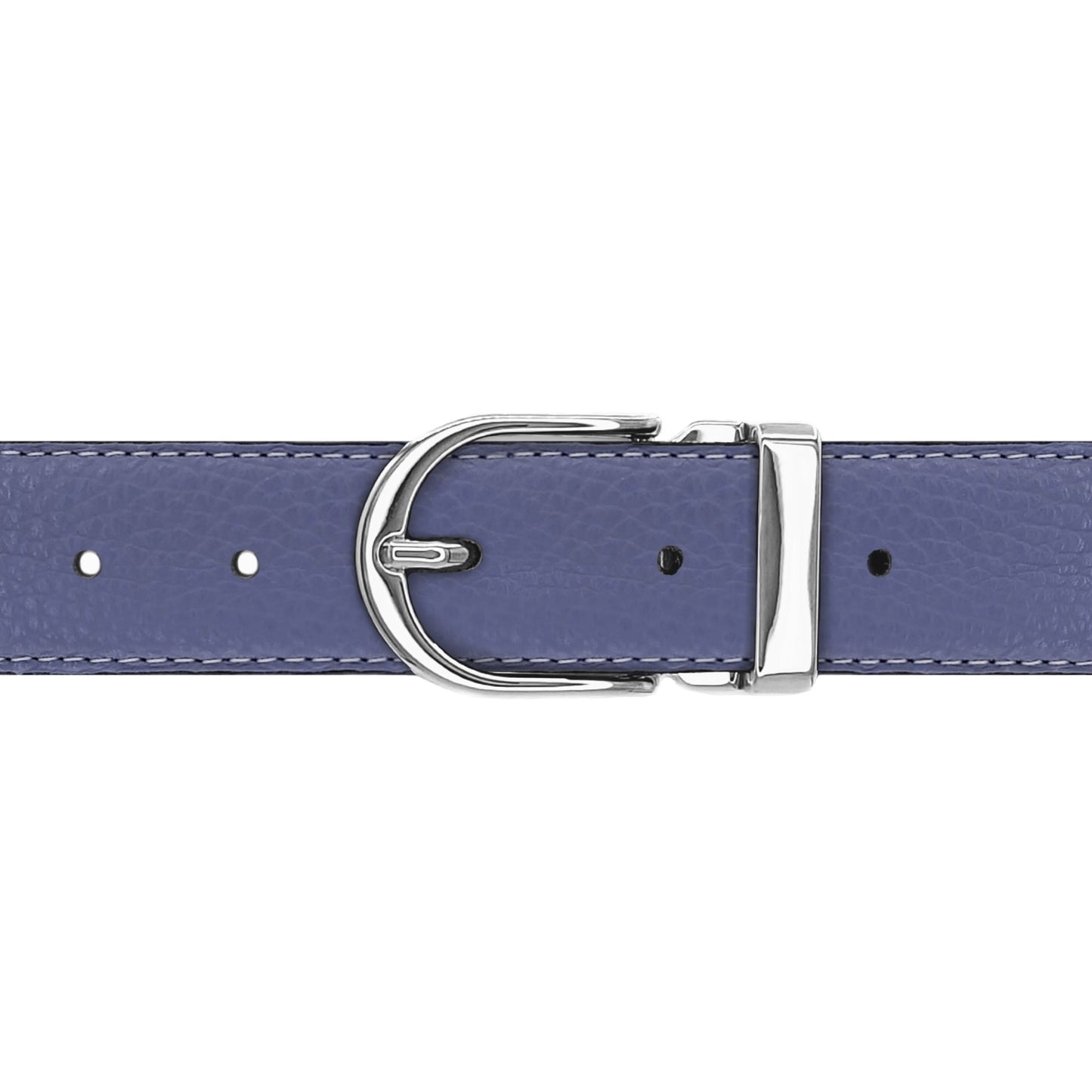Ceinture 30 mm cuir souple bleu lavande boucle Roma argent