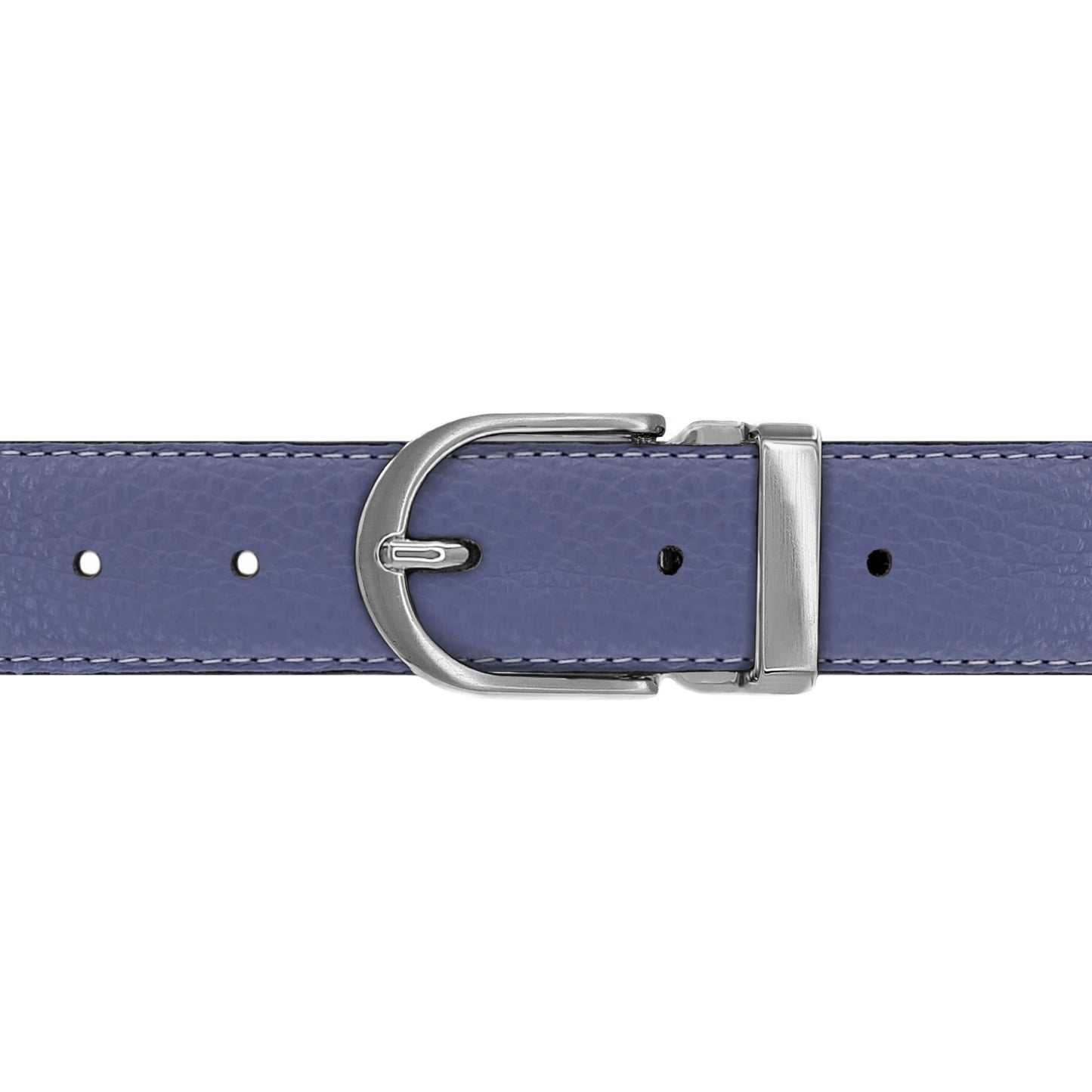 Ceinture 30 mm cuir souple bleu lavande boucle Roma mate