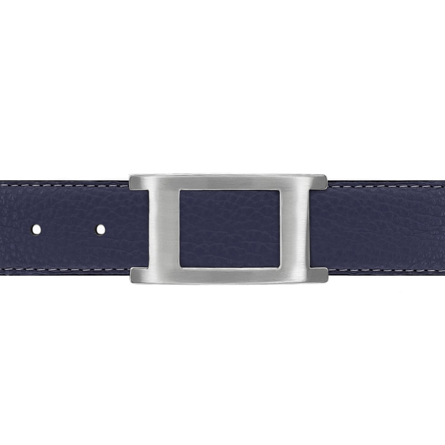 Ceinture 30 mm cuir souple bleu marine boucle Portofino mate