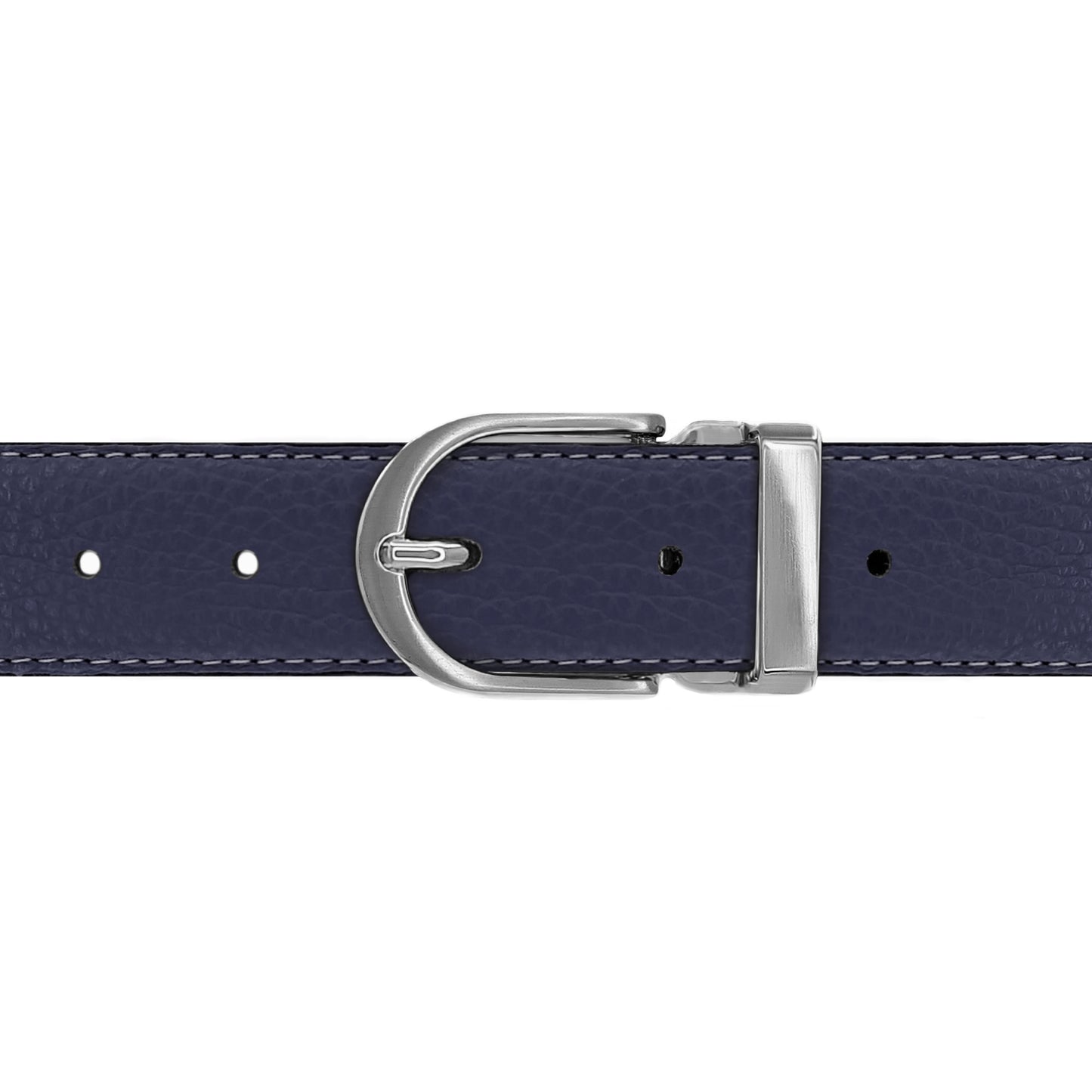 Ceinture 30 mm cuir souple bleu marine boucle Roma mate