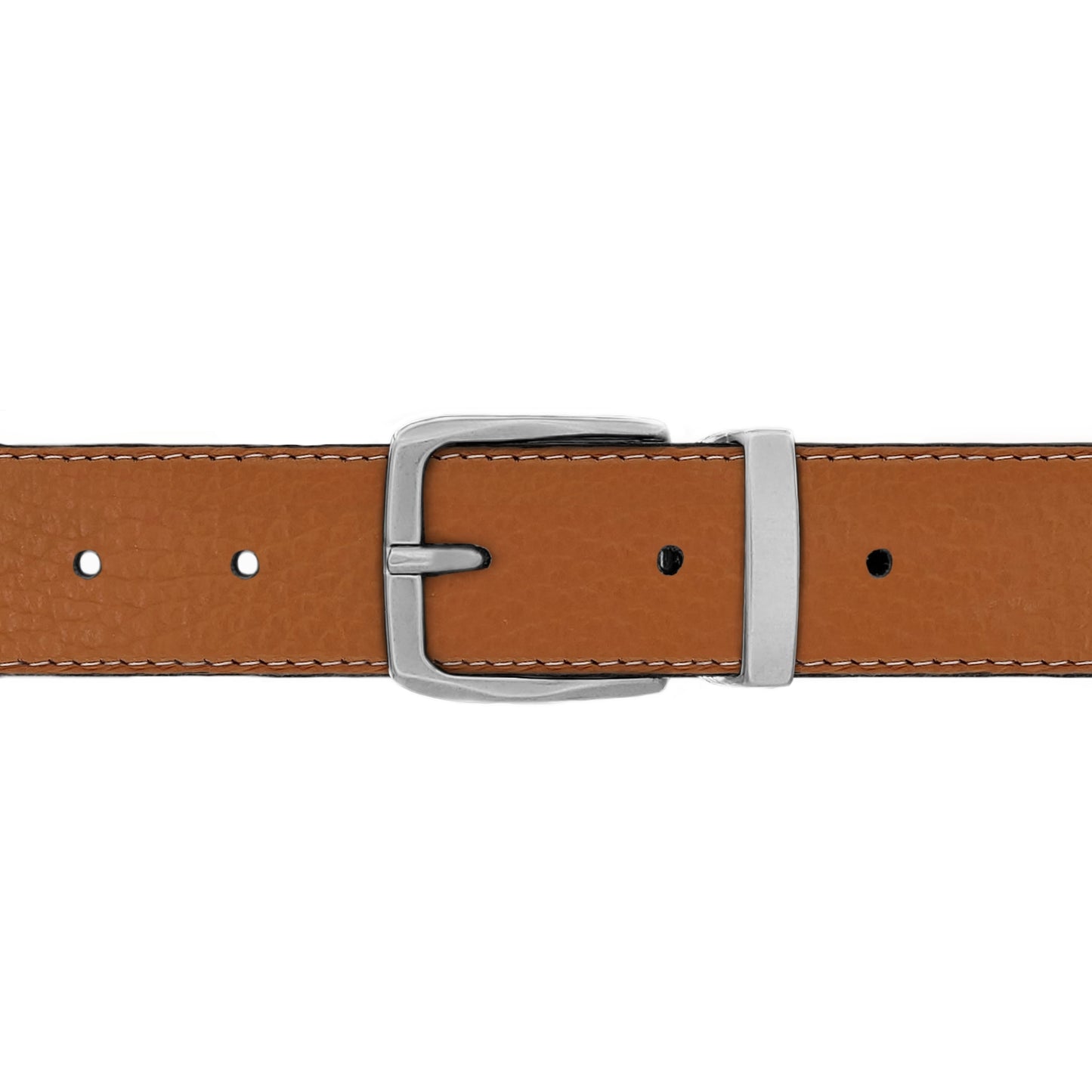 Ceinture 30 mm cuir souple cognac boucle Côme mate