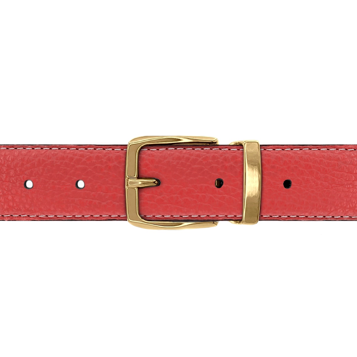Ceinture 30 mm cuir souple corail boucle Côme or