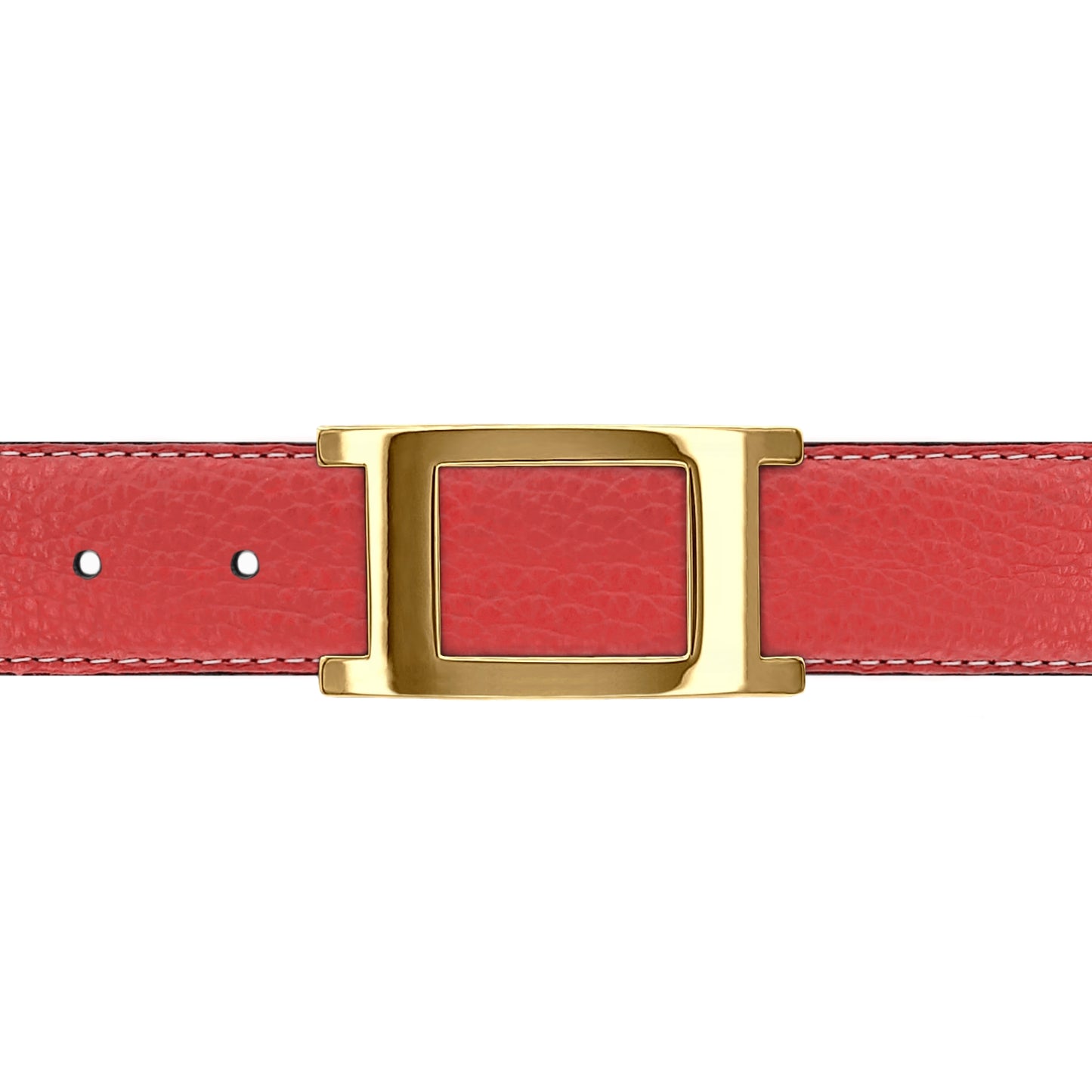 Ceinture 30 mm cuir souple corail boucle Portofino or