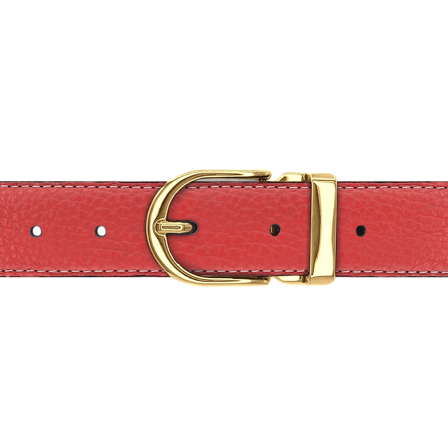 Ceinture 30 mm cuir souple corail boucle Roma or