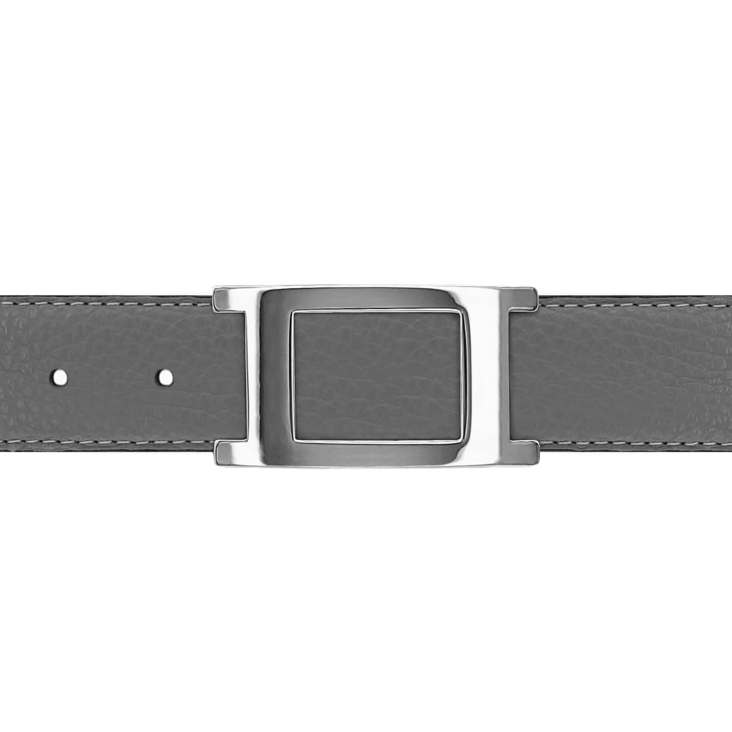 Ceinture 30 mm cuir souple gris boucle Portofino argent