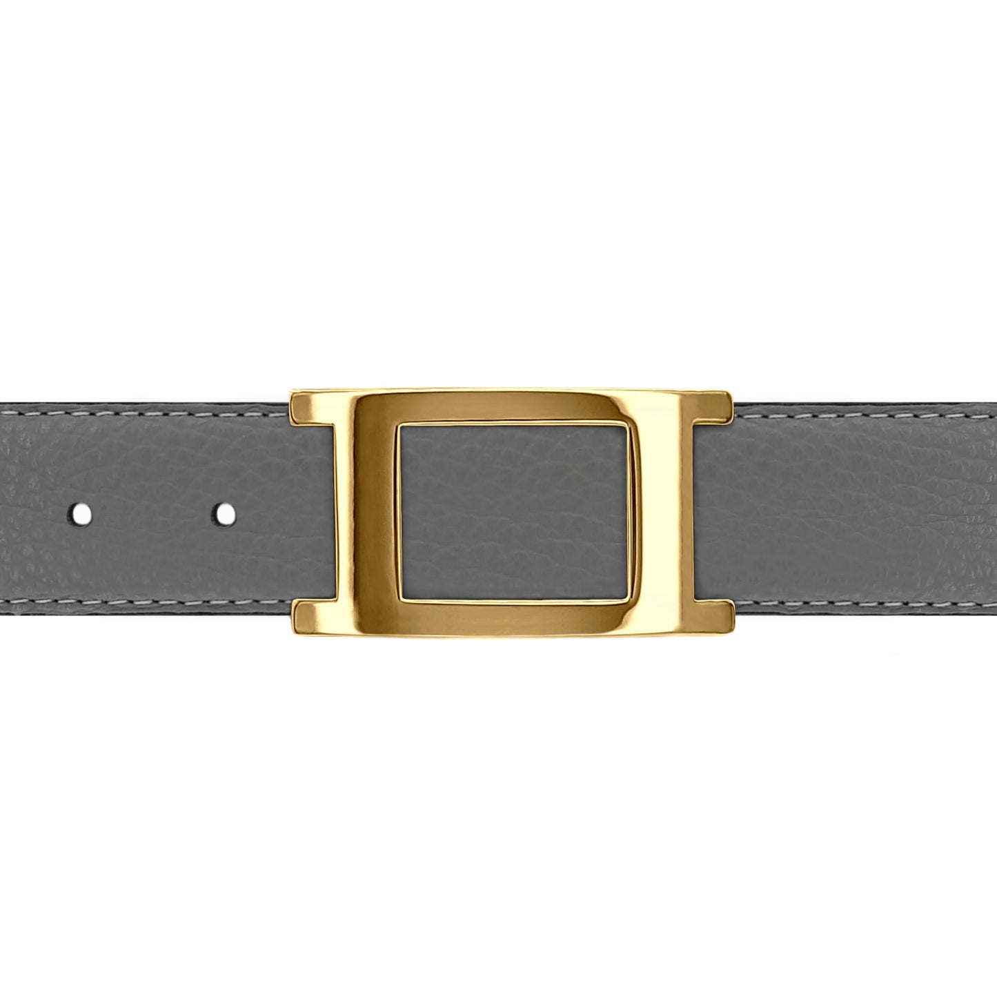 Ceinture 30 mm cuir souple gris boucle Portofino or