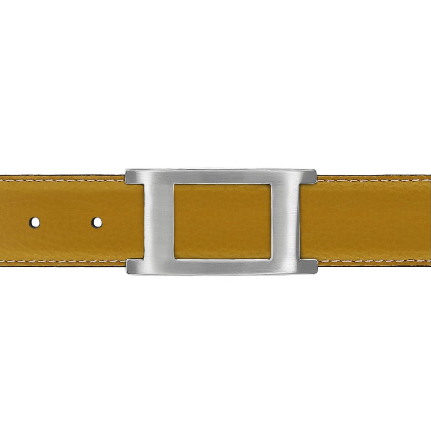 Ceinture 30 mm cuir souple jaune moutarde boucle Portofino mate