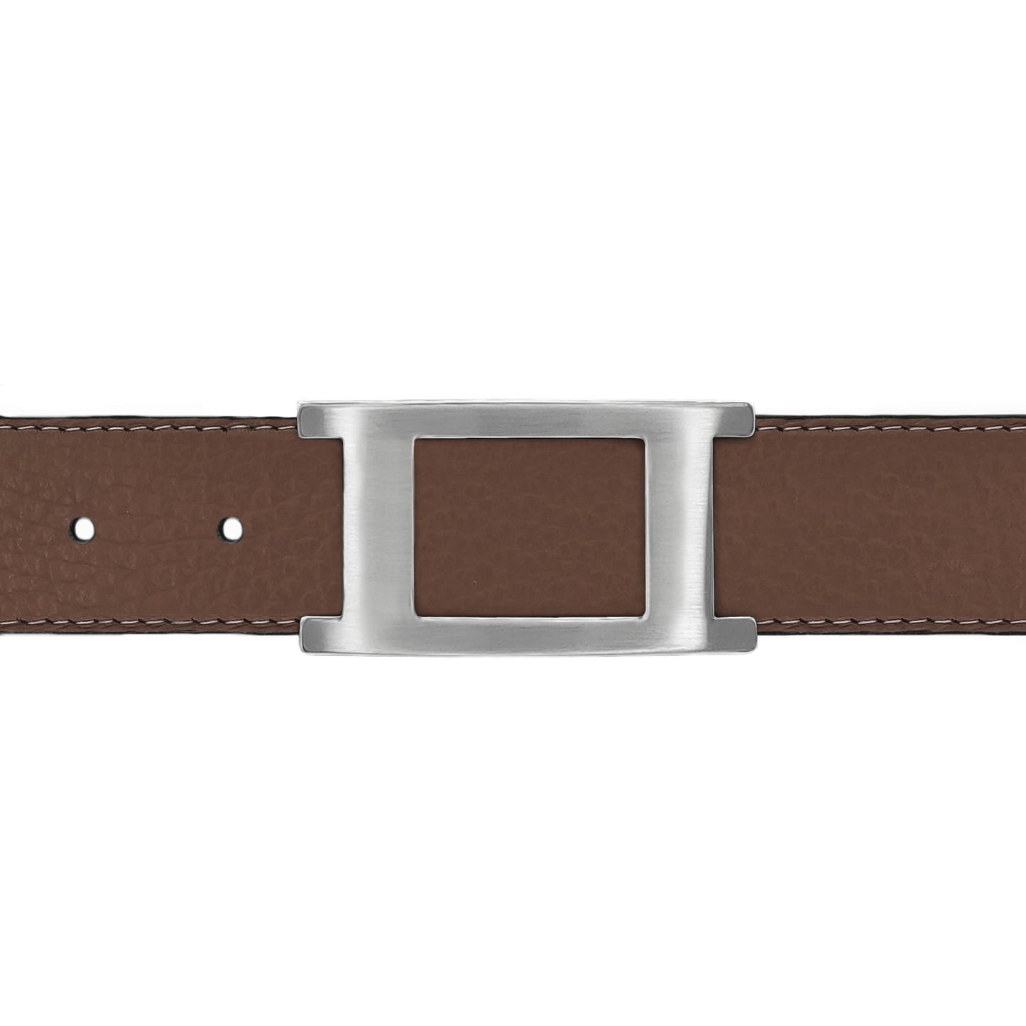 Ceinture 30 mm cuir souple marron boucle Portofino mate