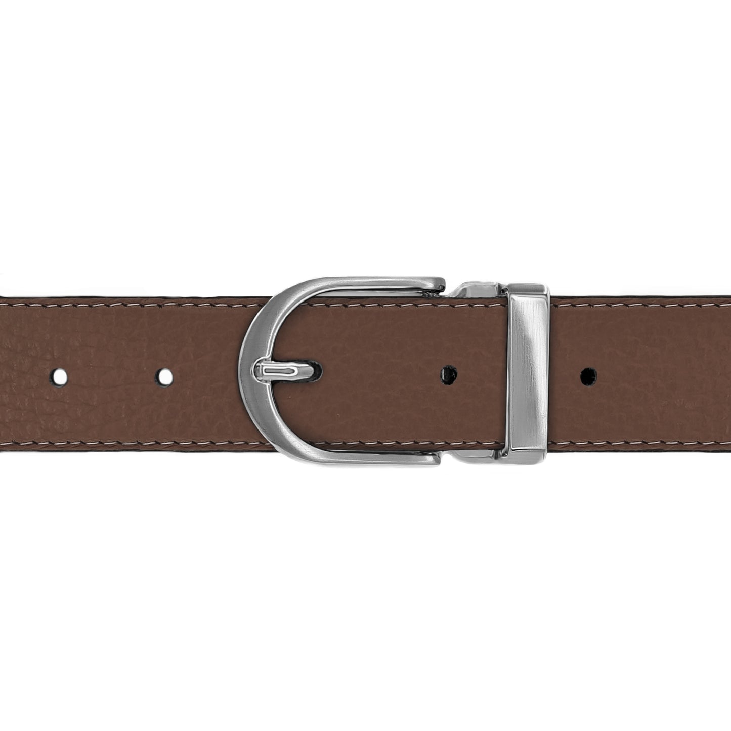 Ceinture 30 mm cuir souple marron boucle Roma mate