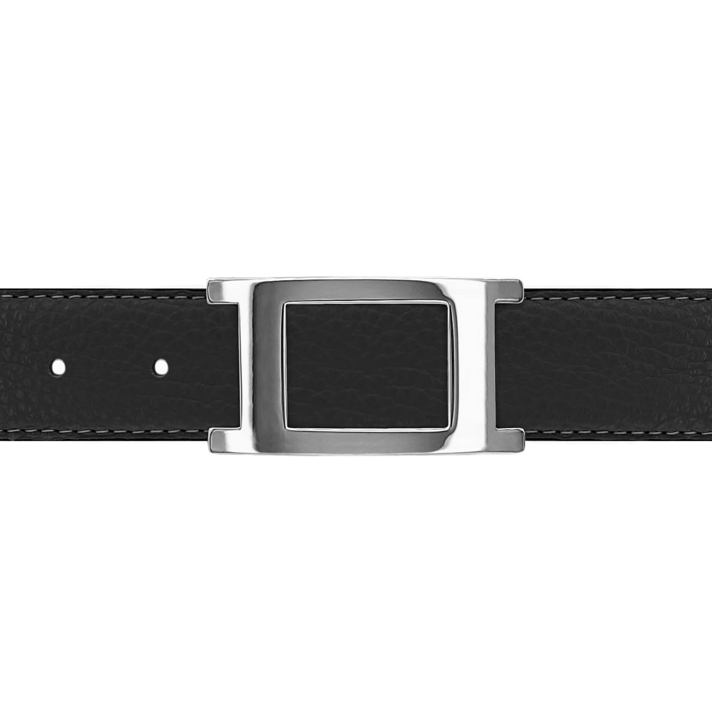Ceinture 30 mm cuir souple noir boucle Portofino argent