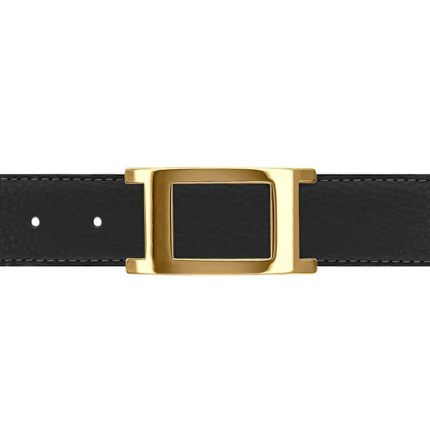 Ceinture 30 mm cuir souple noir boucle Portofino or