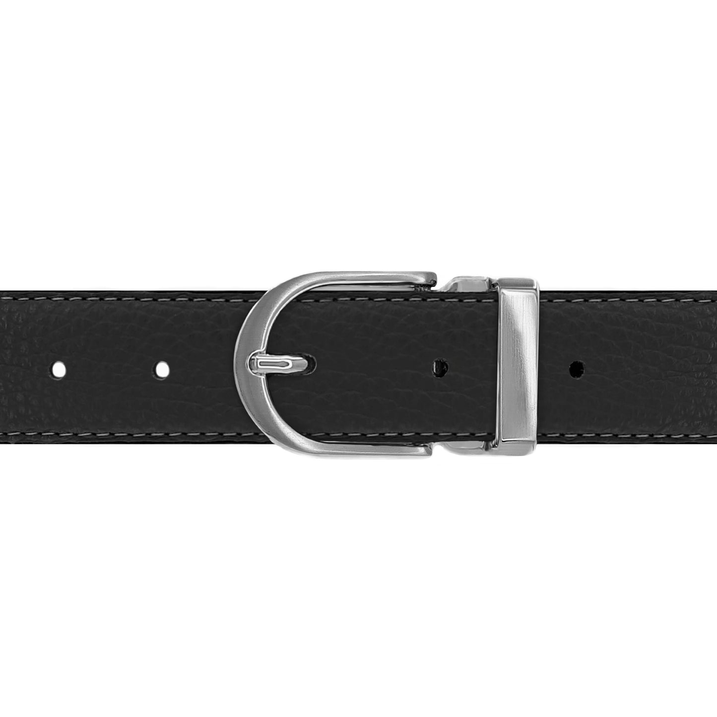 Ceinture 30 mm cuir souple noir boucle Roma mate