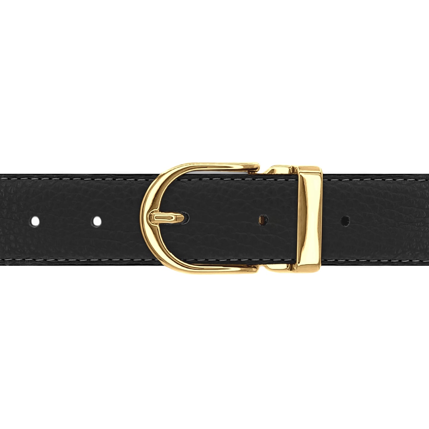 Ceinture 30 mm cuir souple noir boucle Roma or