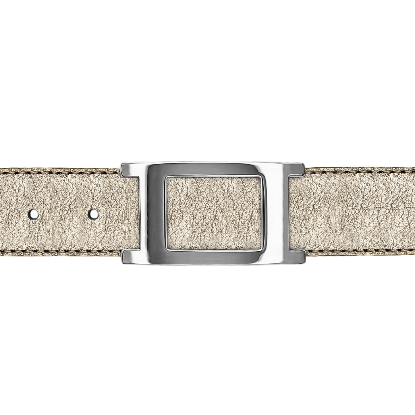 Ceinture 30 mm cuir souple or boucle Portofino argent