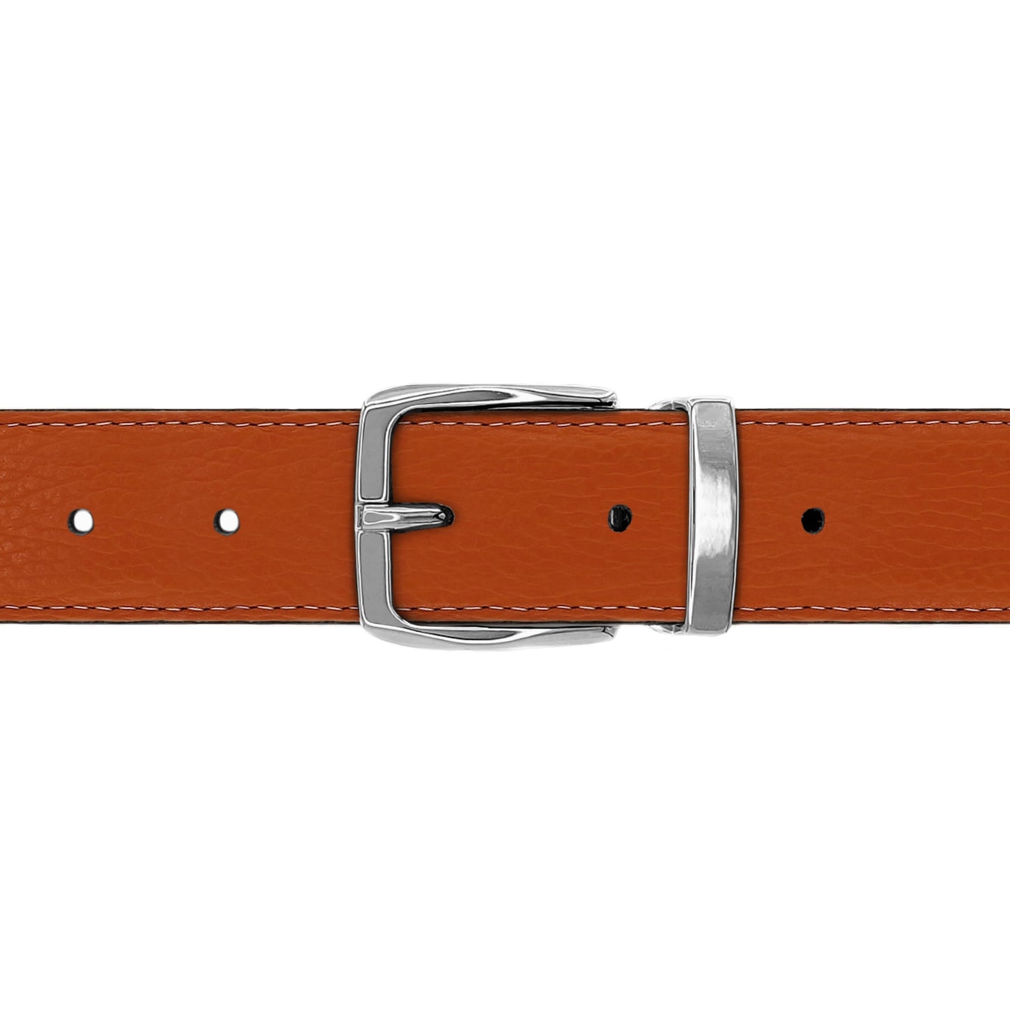 Ceinture 30 mm cuir souple orange boucle Côme argent