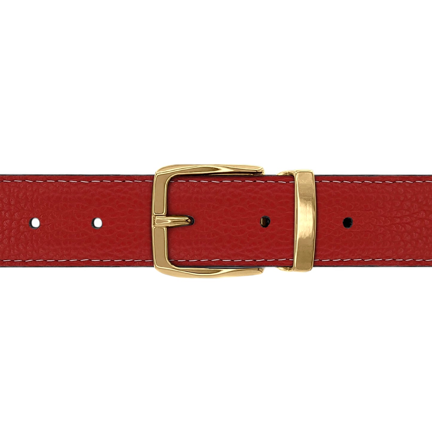 Ceinture 30 mm cuir souple rouge boucle Côme or