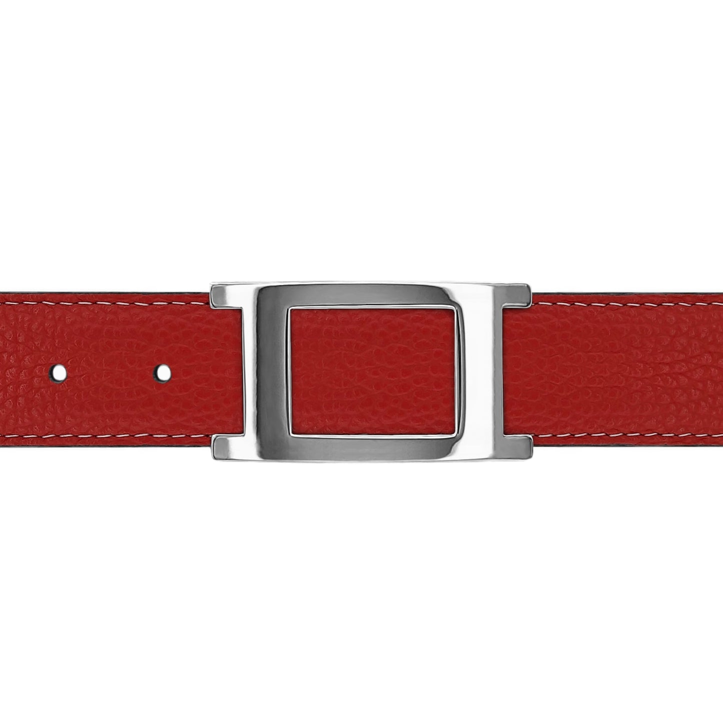 Ceinture 30 mm cuir souple rouge boucle Portofino argent