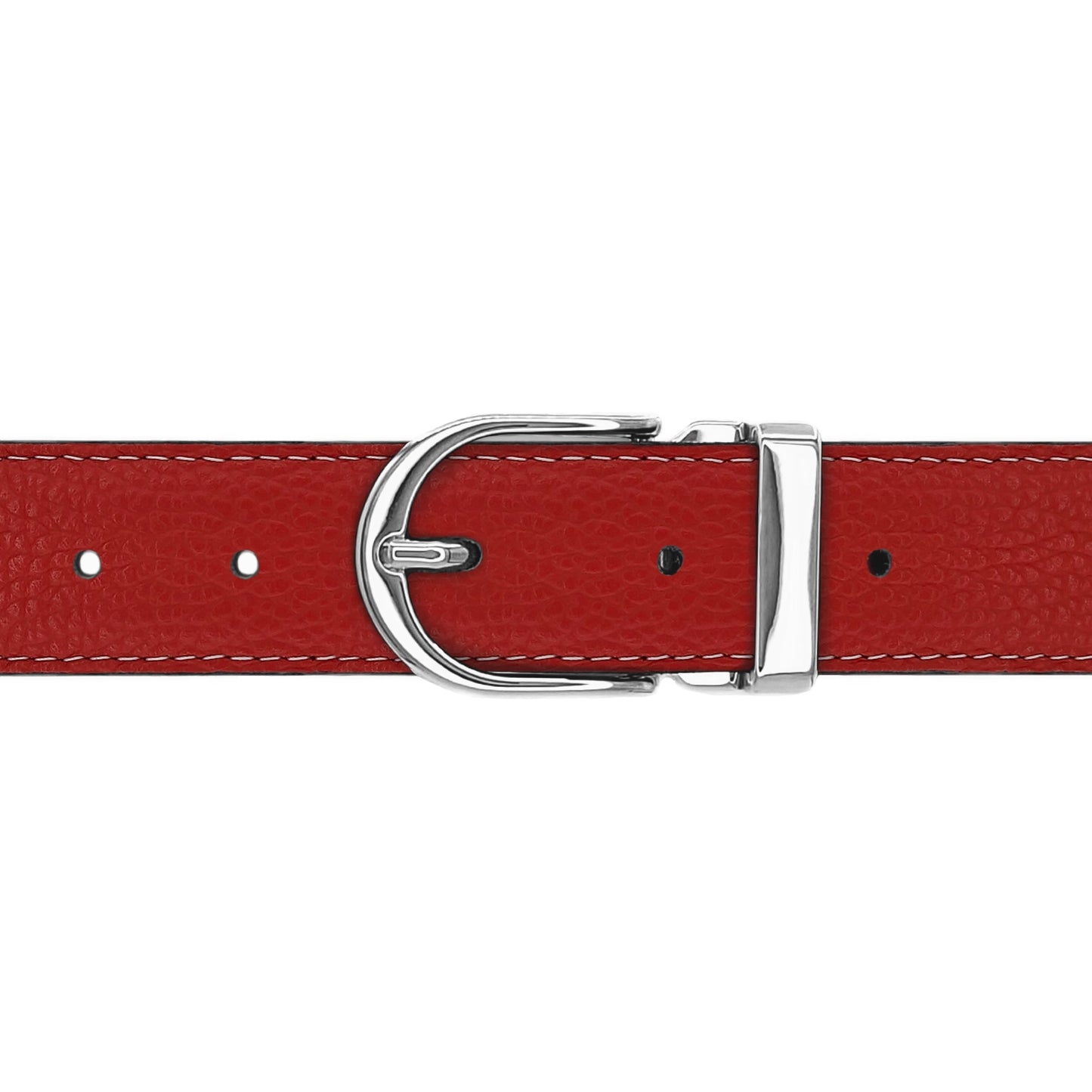 Ceinture 30 mm cuir souple rouge boucle Roma argent