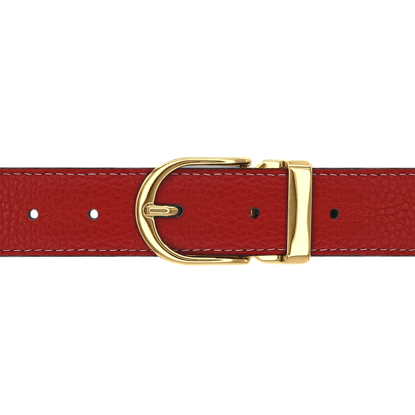 Ceinture 30 mm cuir souple rouge boucle Roma or