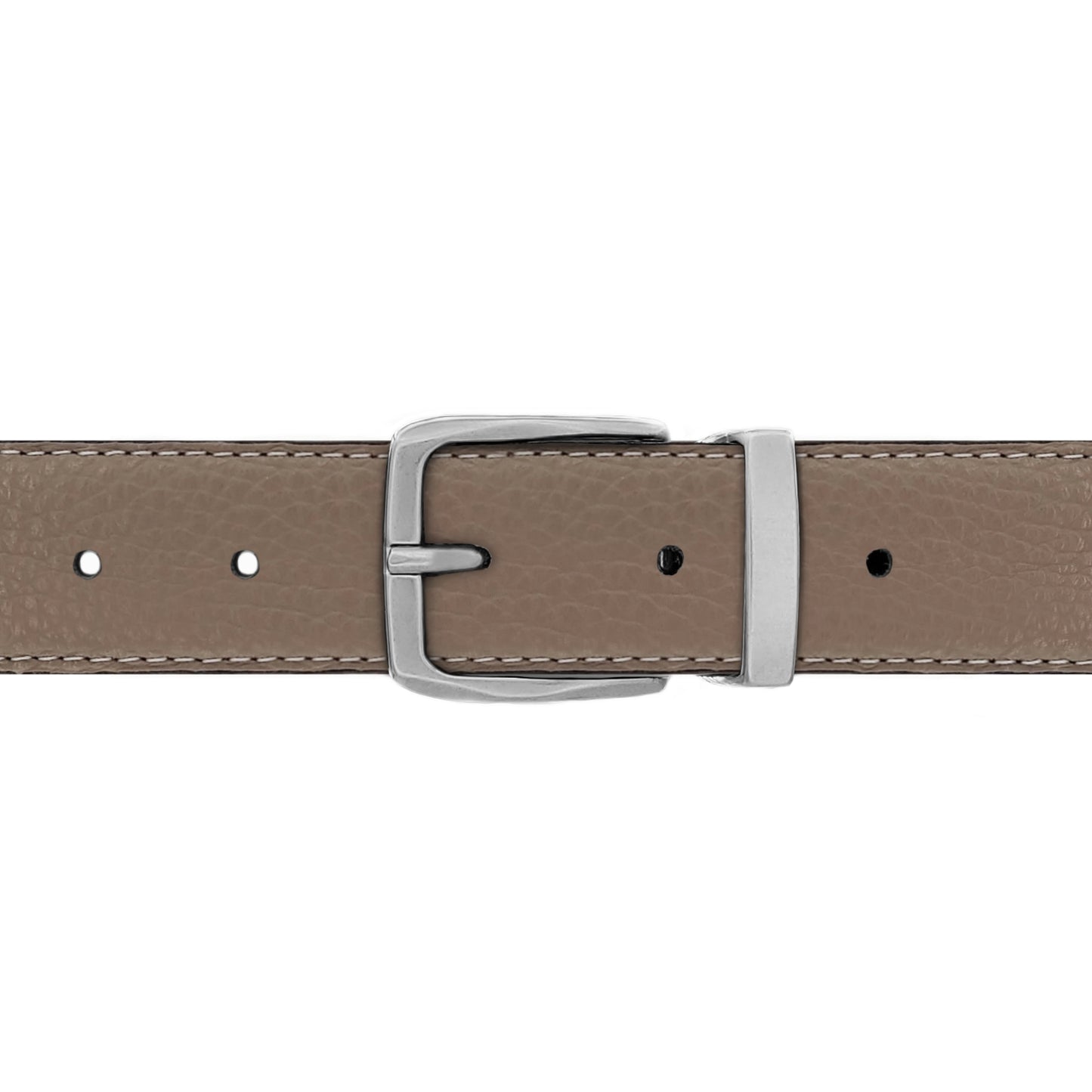 Ceinture 30 mm cuir souple taupe boucle Côme mate