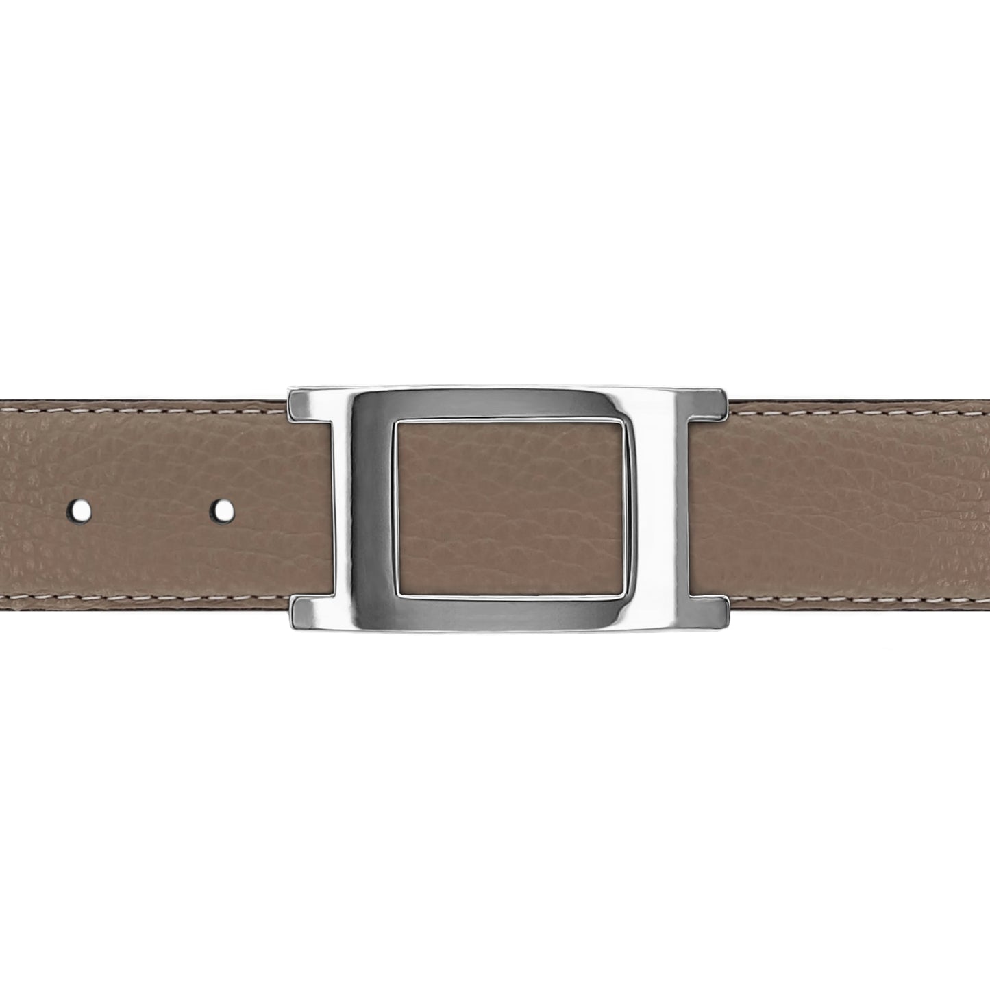 Ceinture 30 mm cuir souple taupe boucle Portofino argent
