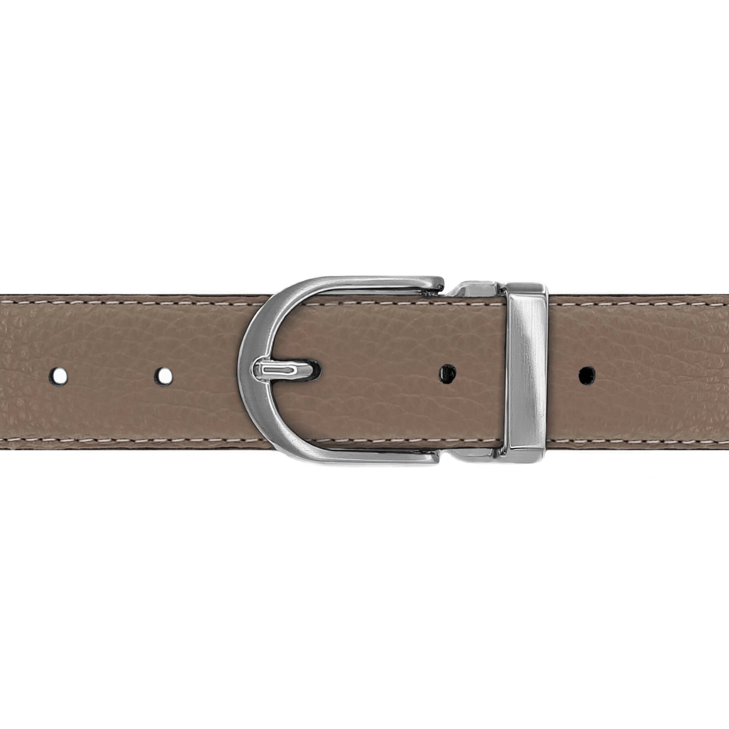 Ceinture 30 mm cuir souple taupe boucle Roma mate