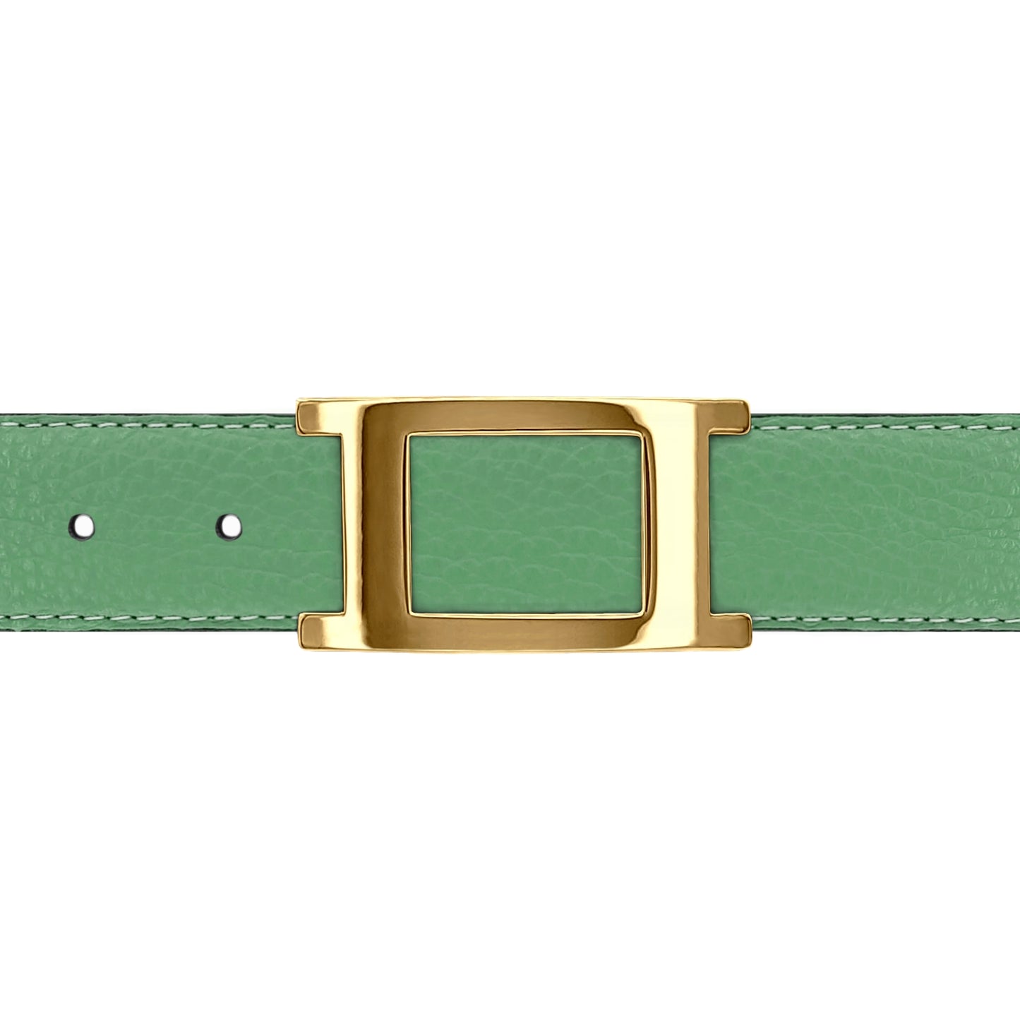 Ceinture 30 mm cuir souple vert d'eau boucle Portofino or