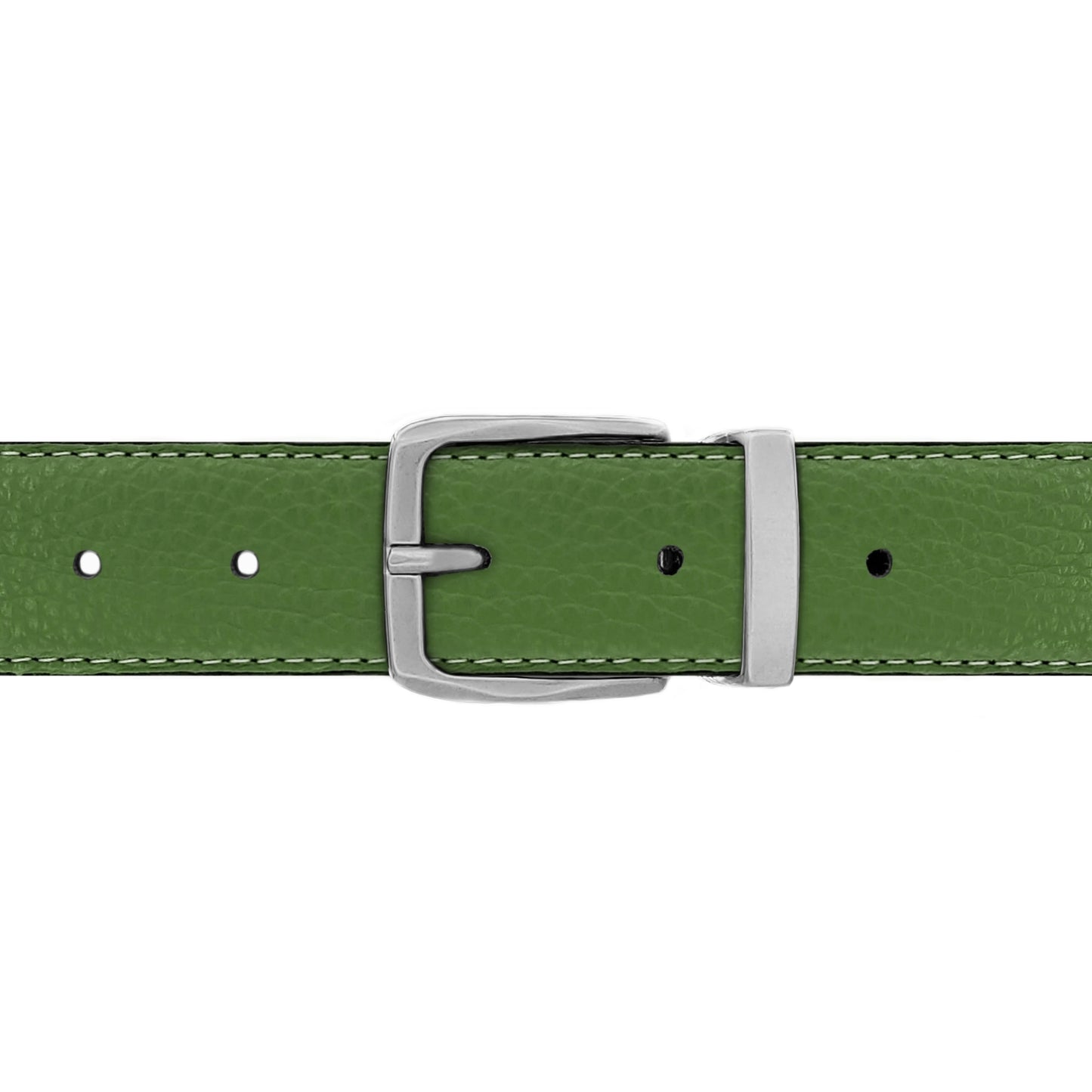 Ceinture 30 mm cuir souple vert olive boucle Côme mate