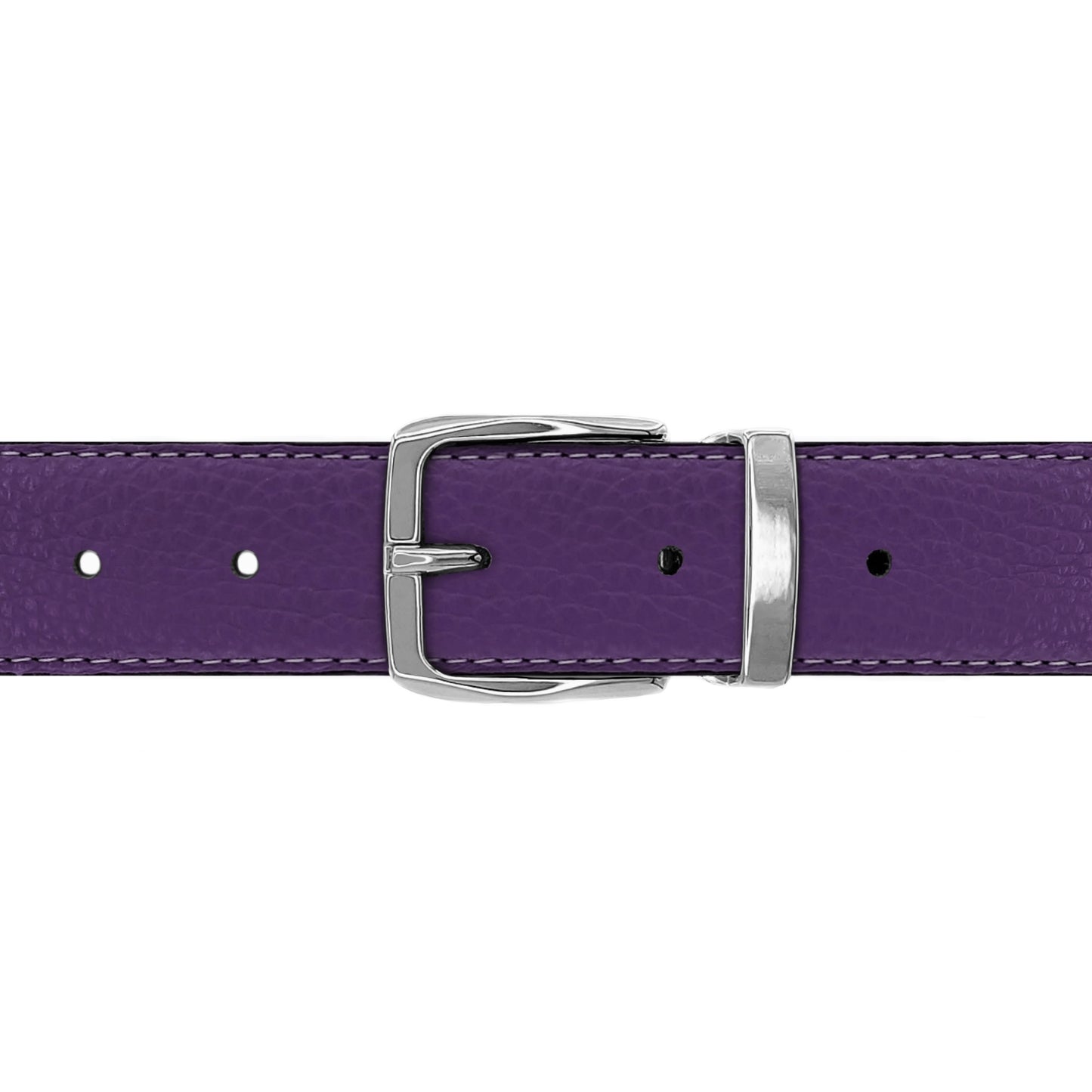 Ceinture 30 mm cuir souple violet boucle Côme argent