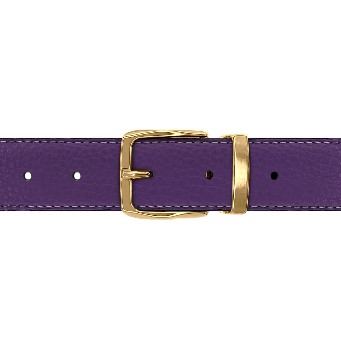 Ceinture 30 mm cuir souple violet boucle Côme or