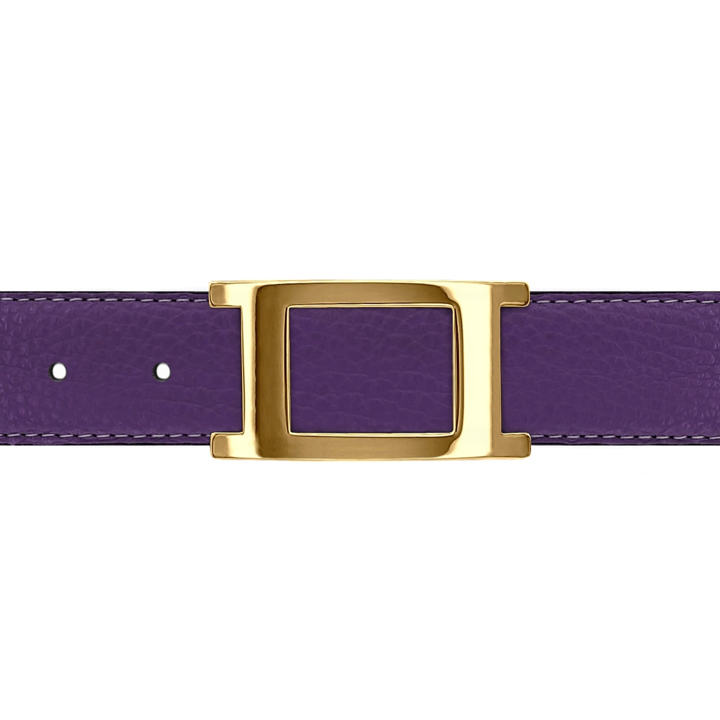 Ceinture 30 mm cuir souple violet boucle Portofino or