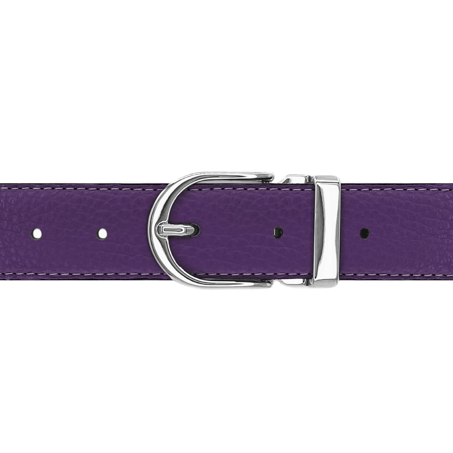 Ceinture 30 mm cuir souple violet boucle Roma argent