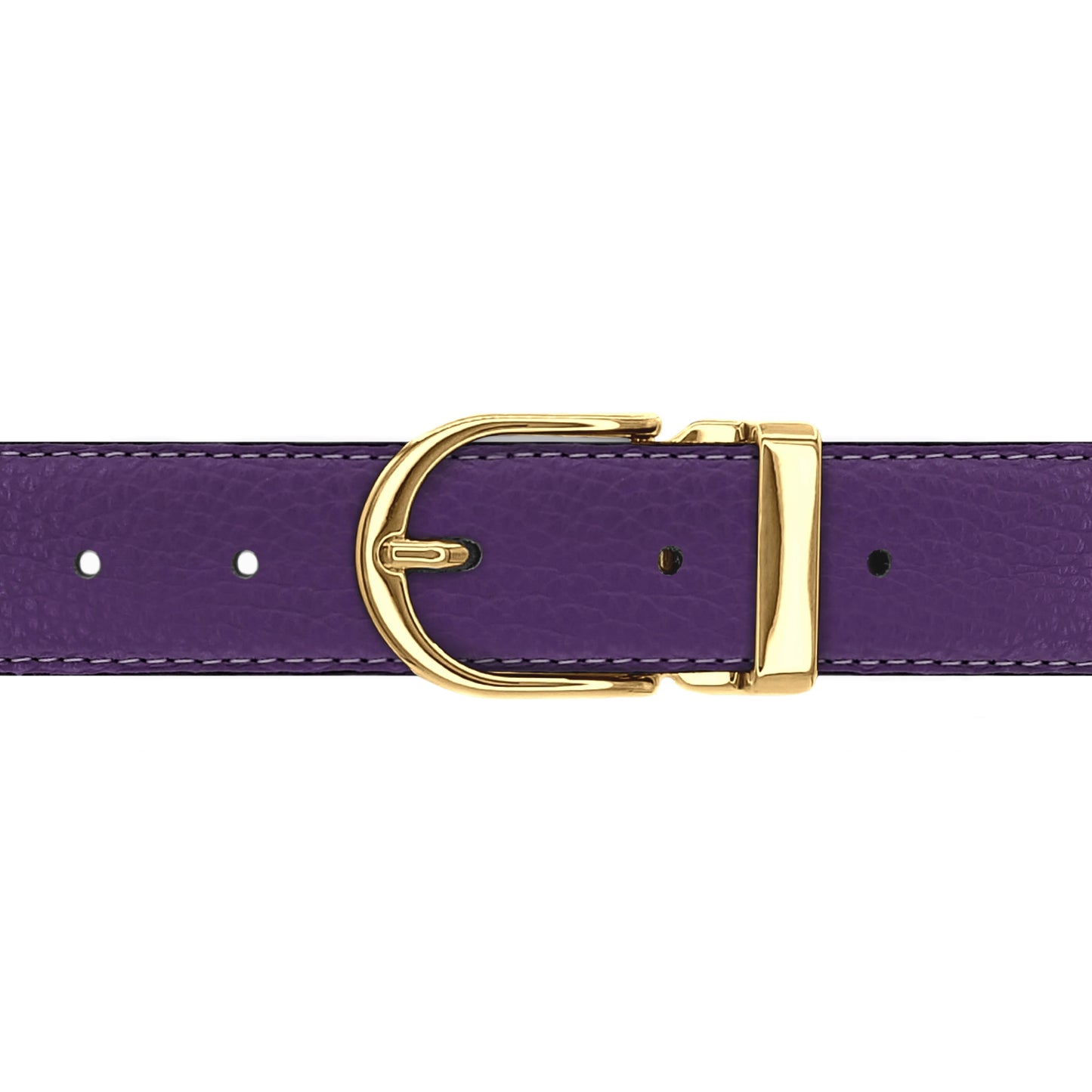 Ceinture 30 mm cuir souple violet boucle Roma or