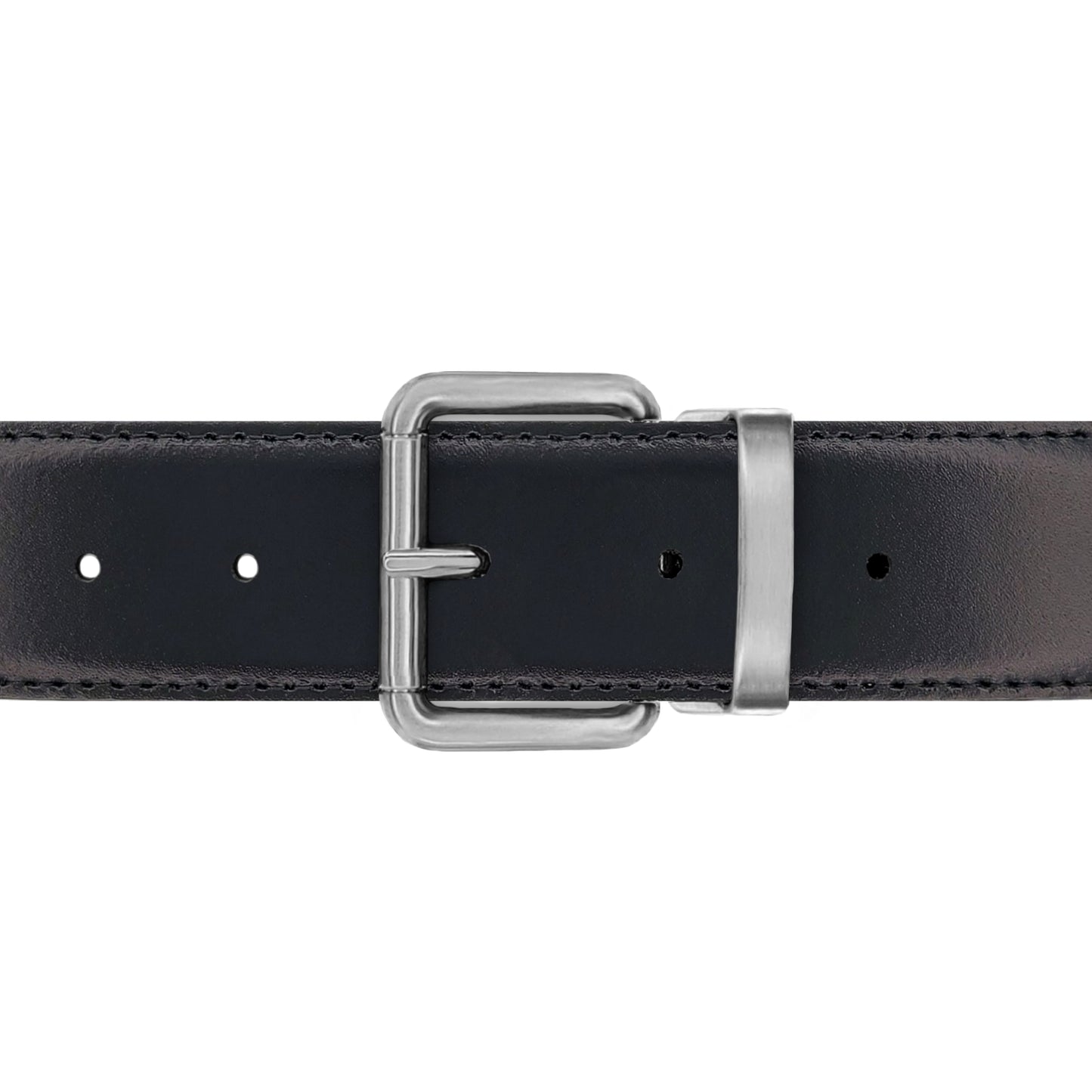 Ceinture 35 mm cuir lisse noir boucle Paris mate
