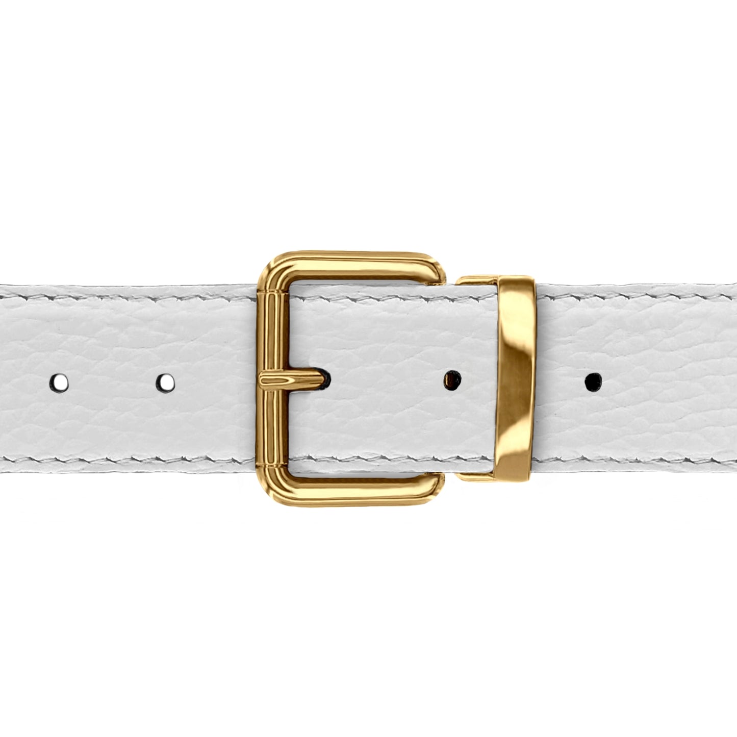 Ceinture 35 mm cuir souple blanc boucle Paris or