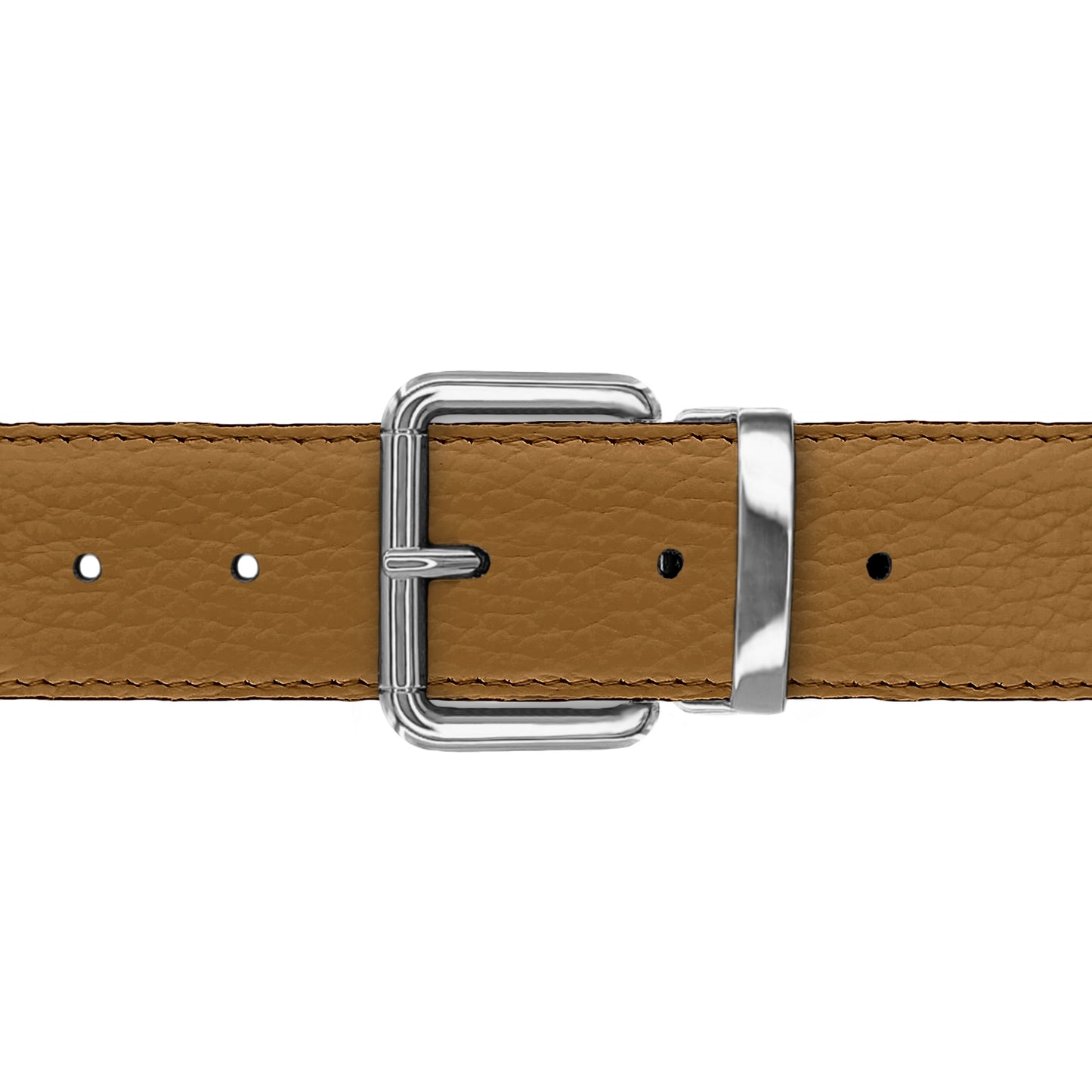 Ceinture 35 mm cuir souple cognac boucle Paris argent