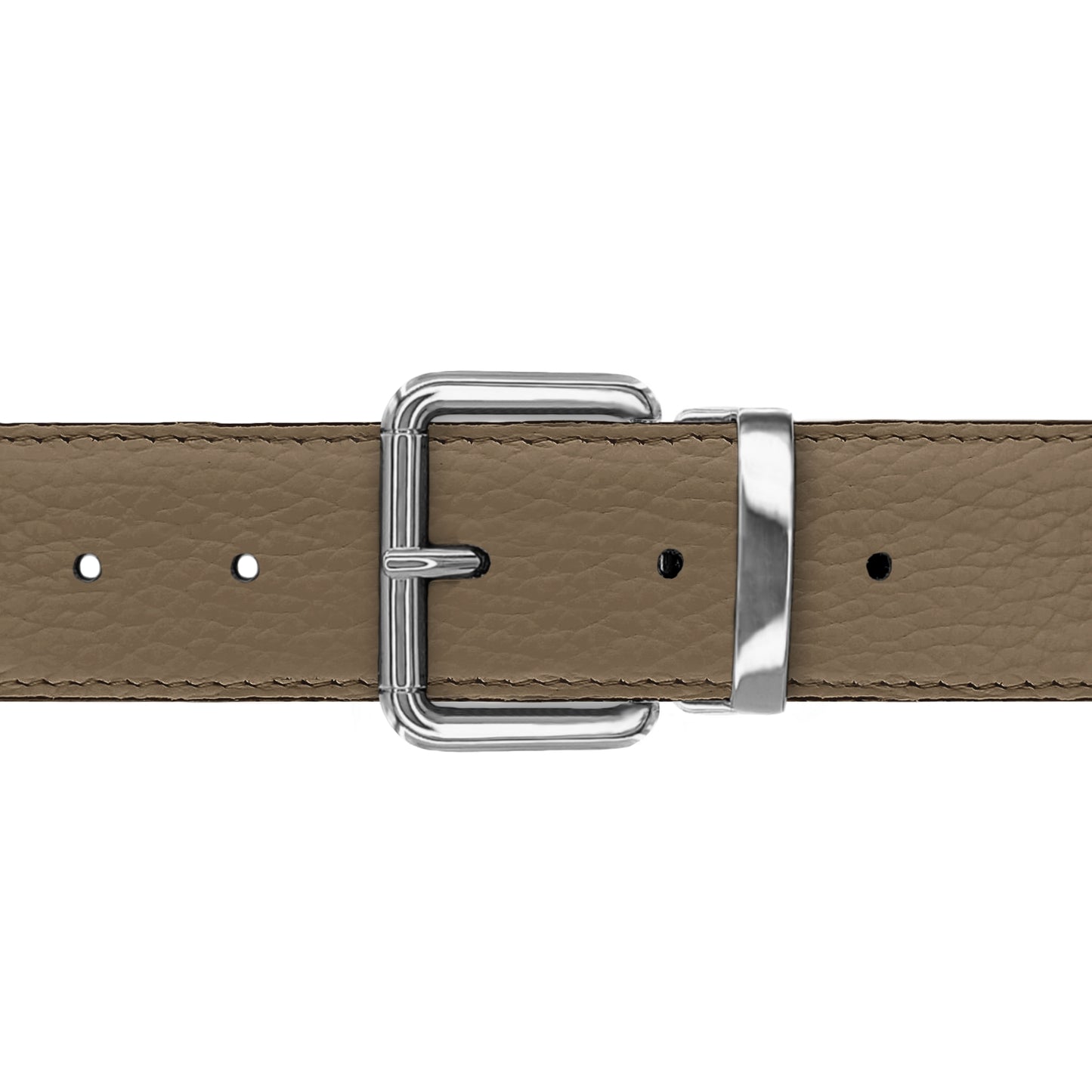 Ceinture 35 mm cuir souple taupe boucle Paris argent