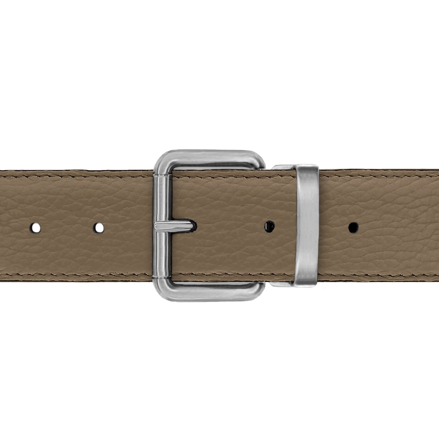Ceinture 35 mm cuir souple taupe boucle Paris mate
