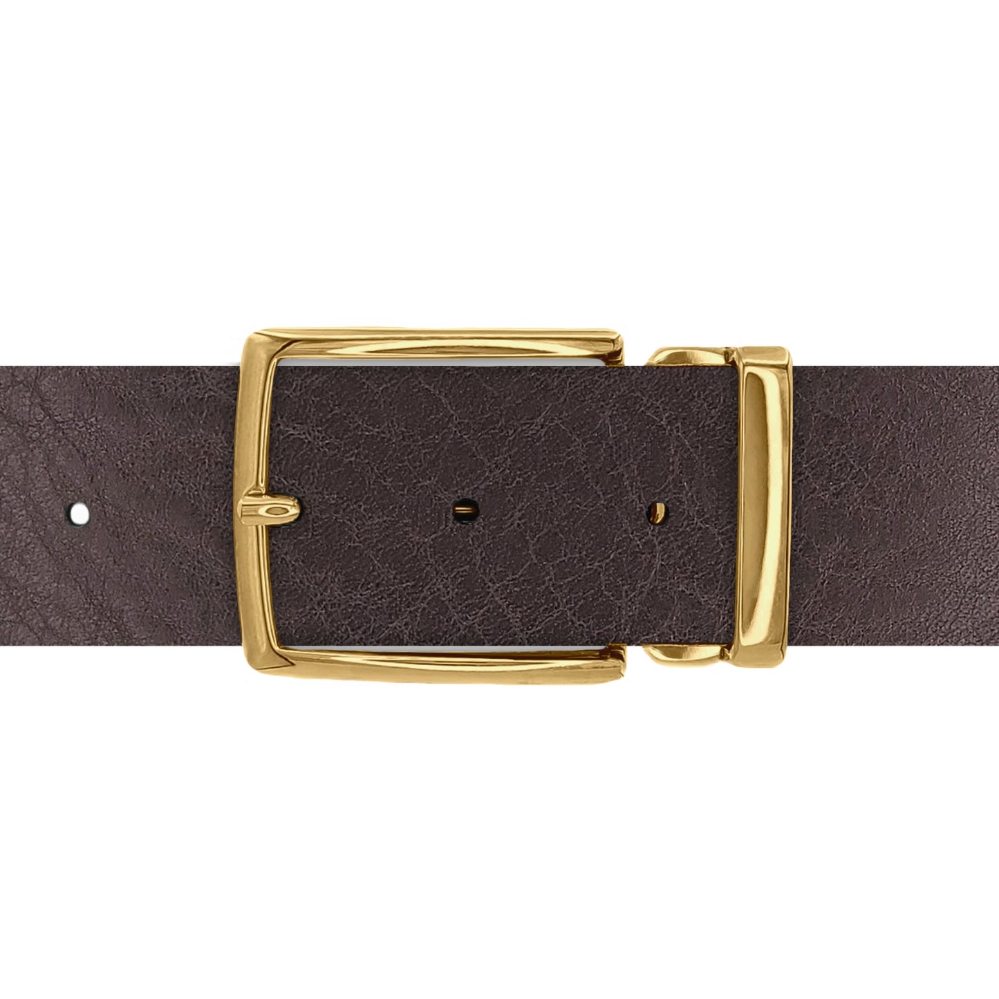 Ceinture 40 mm cuir ceinturon marron boucle Milano or