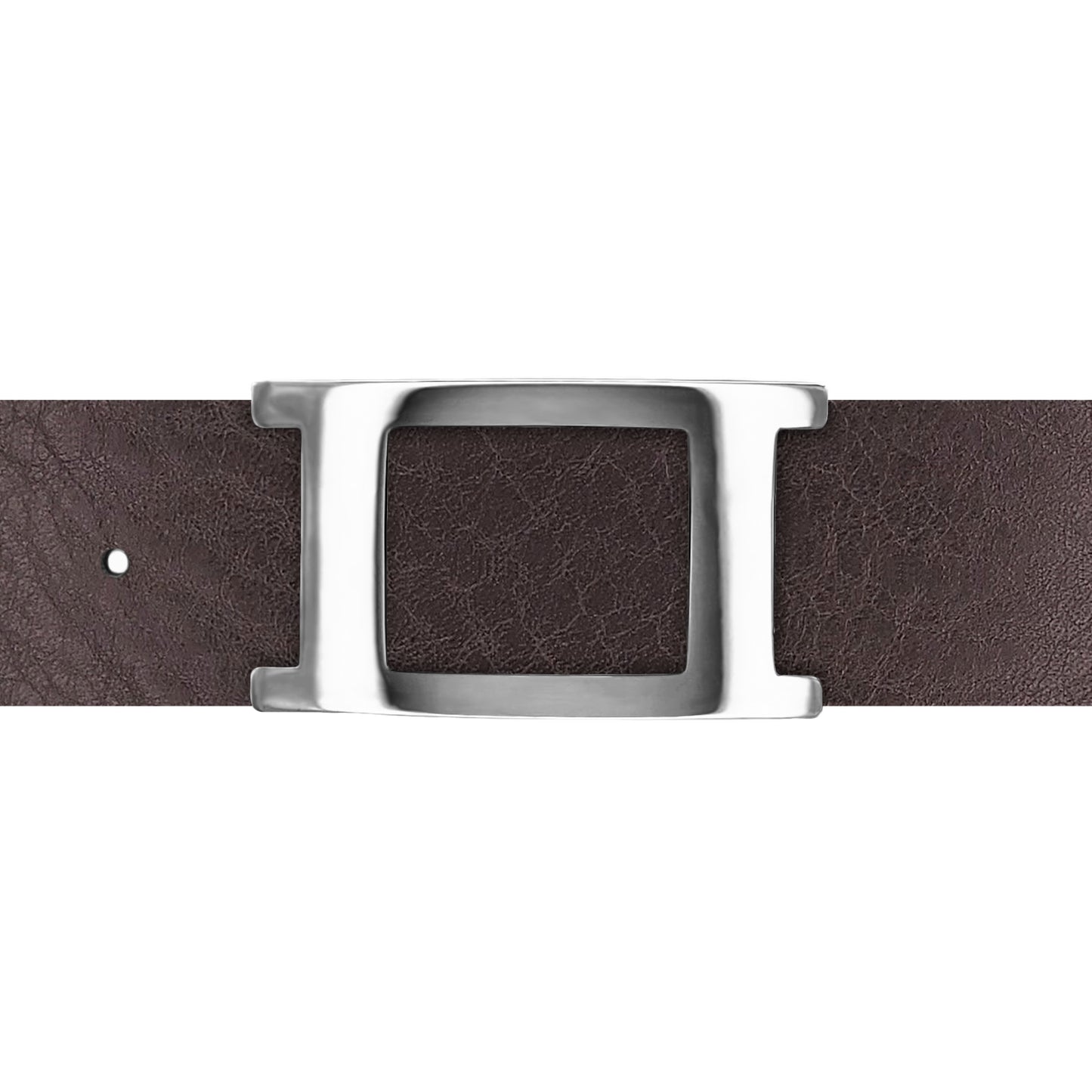 Ceinture 40 mm cuir ceinturon marron boucle Portofino argent