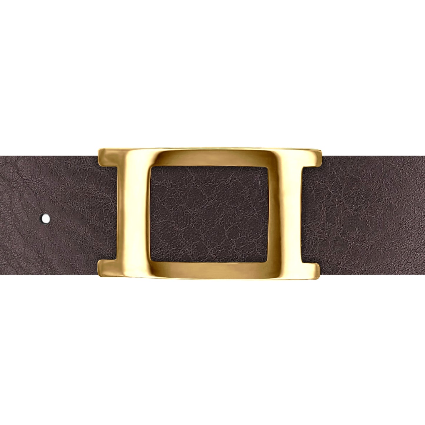 Ceinture 40 mm cuir ceinturon marron boucle Portofino or