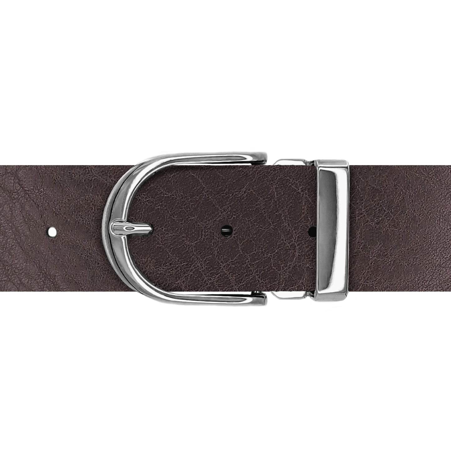 Ceinture 40 mm cuir ceinturon marron boucle Roma argent
