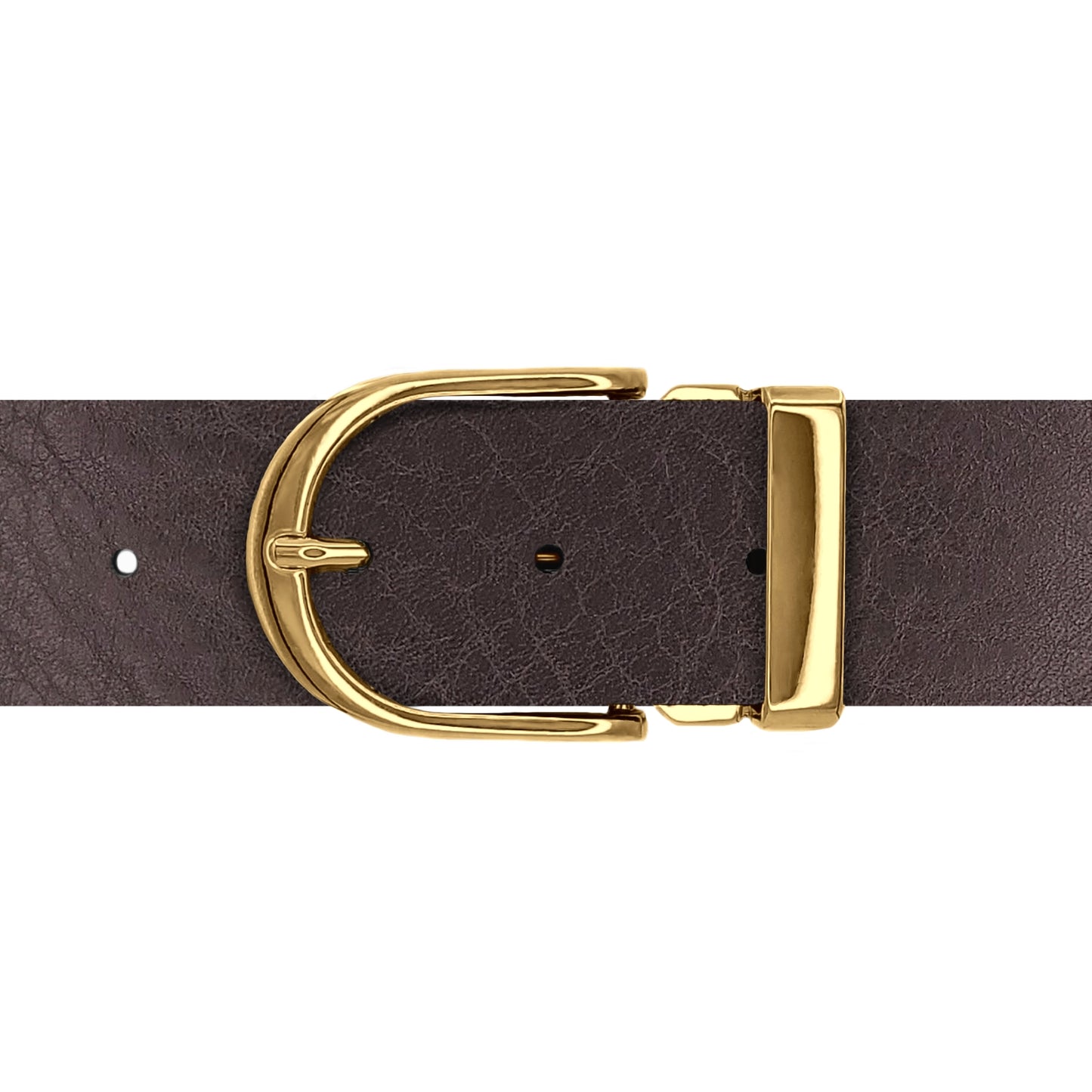 Ceinture 40 mm cuir ceinturon marron boucle Roma or