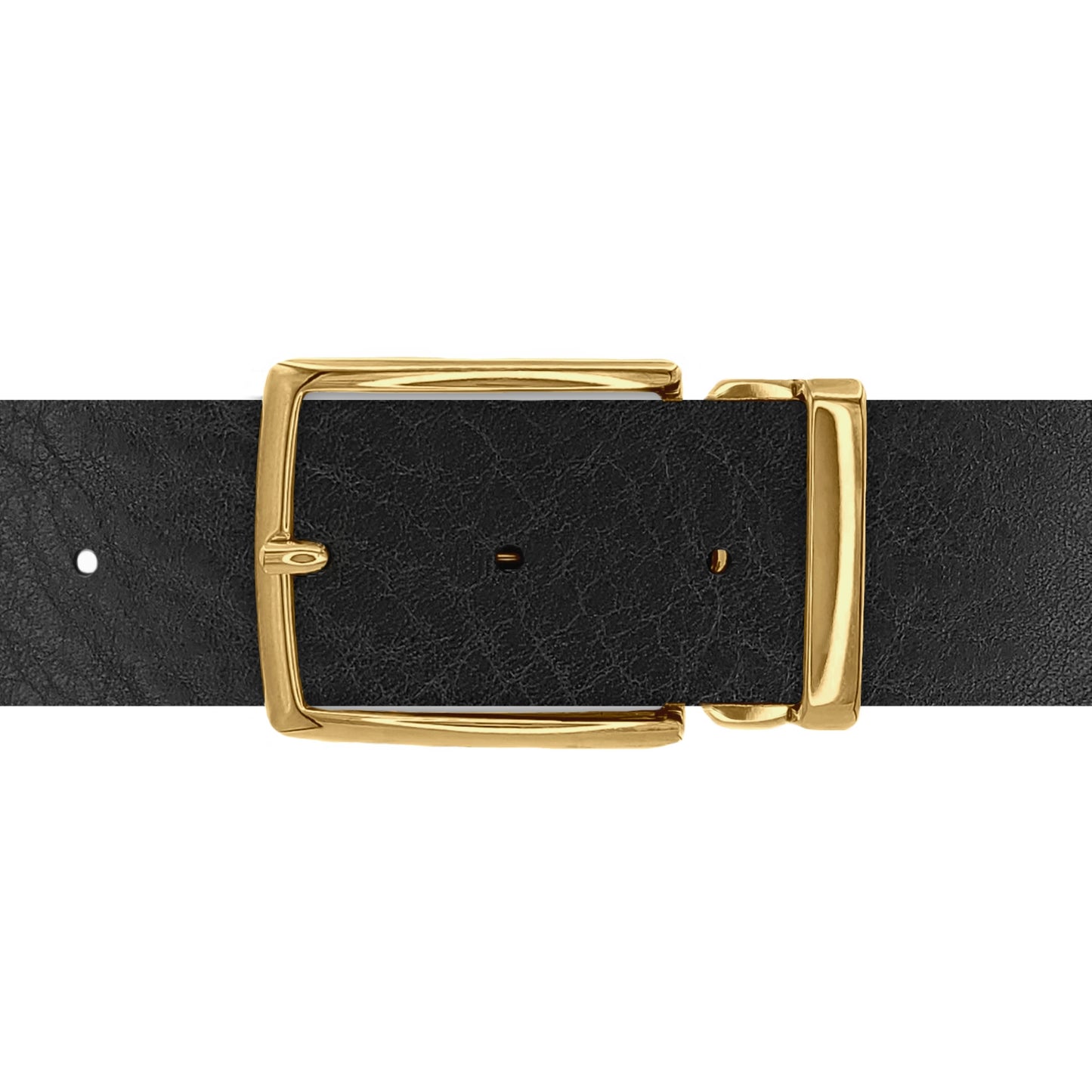 Ceinture 40 mm cuir ceinturon noir boucle Milano or