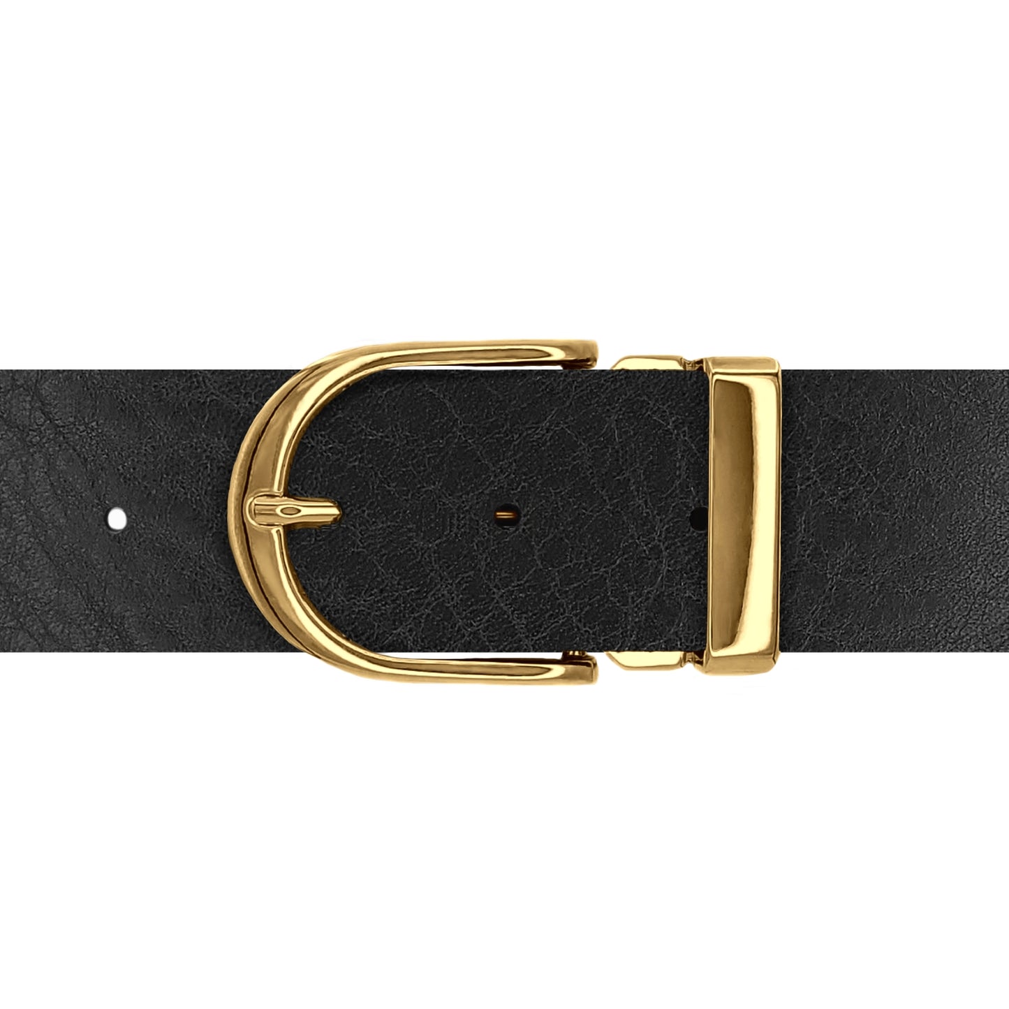 Ceinture 40 mm cuir ceinturon noir boucle Roma or