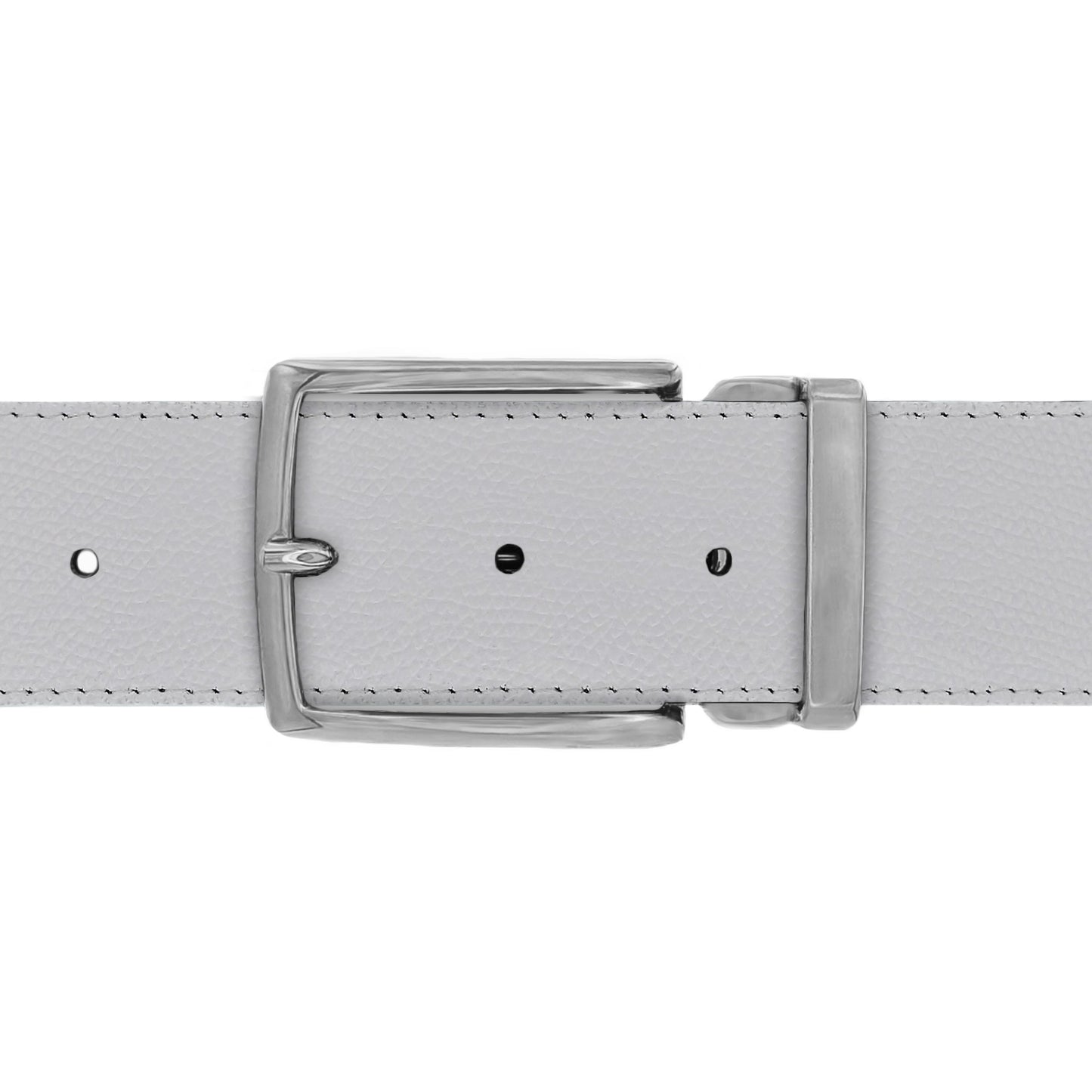 Ceinture 40 mm cuir grainé blanc boucle Milano mate
