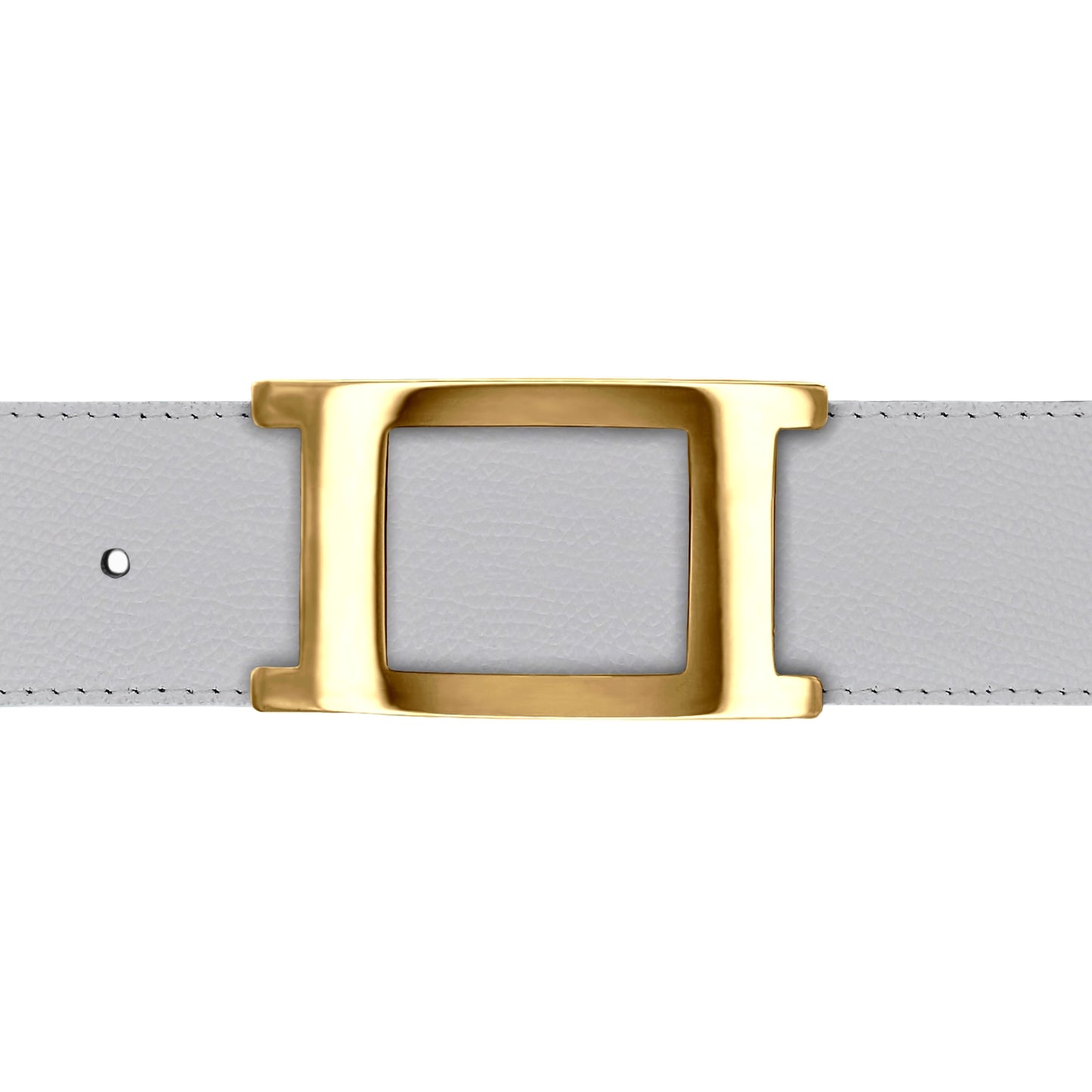 Ceinture 40 mm cuir grainé blanc boucle Portofino or